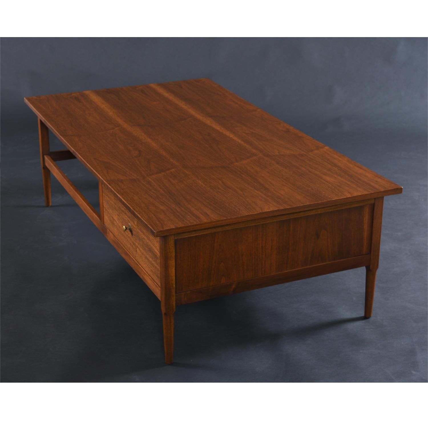 American Lawrence Peabody for Richardson Nemschoff Walnut Coffee Table with Drawer For Sale