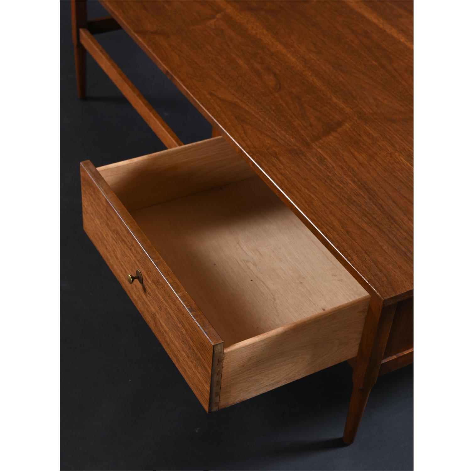 20th Century Lawrence Peabody for Richardson Nemschoff Walnut Coffee Table with Drawer For Sale