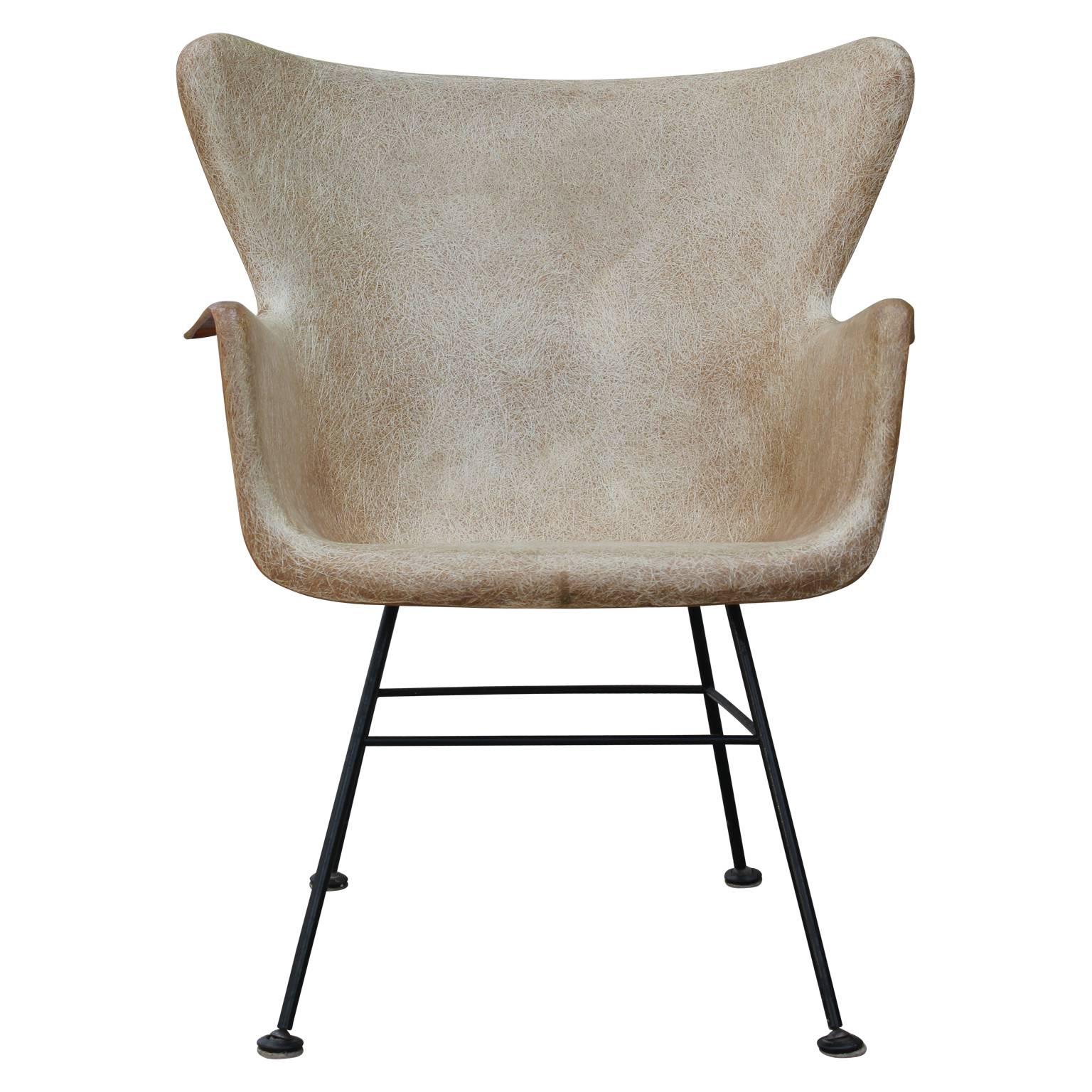 Mid-Century Modern Lawrence Peabody for Selig Fiber Glass Wingback Chair