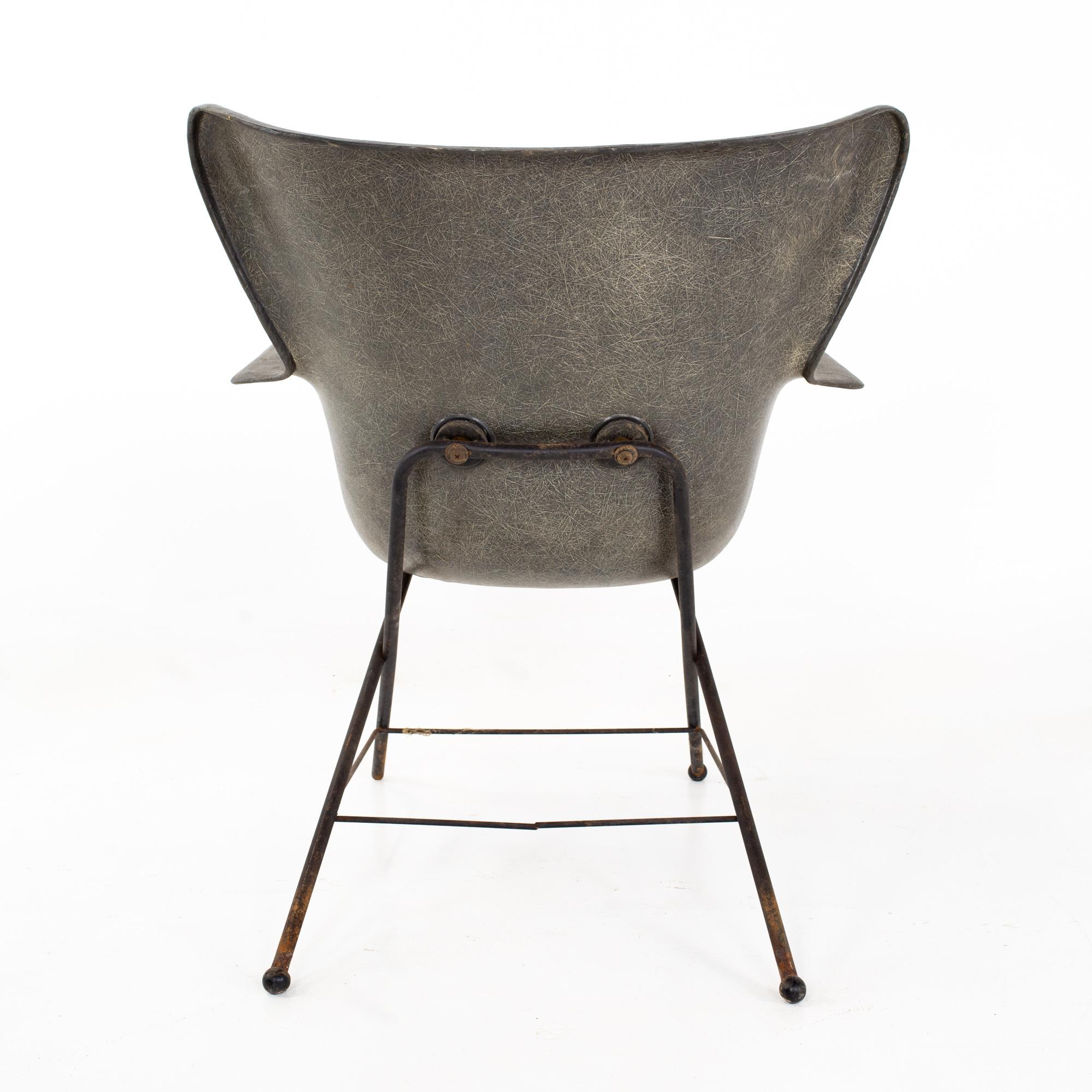 Mid-Century Modern Lawrence Peabody for Selig Mid Century Wingback Fiberglass Shell Chair, Black
