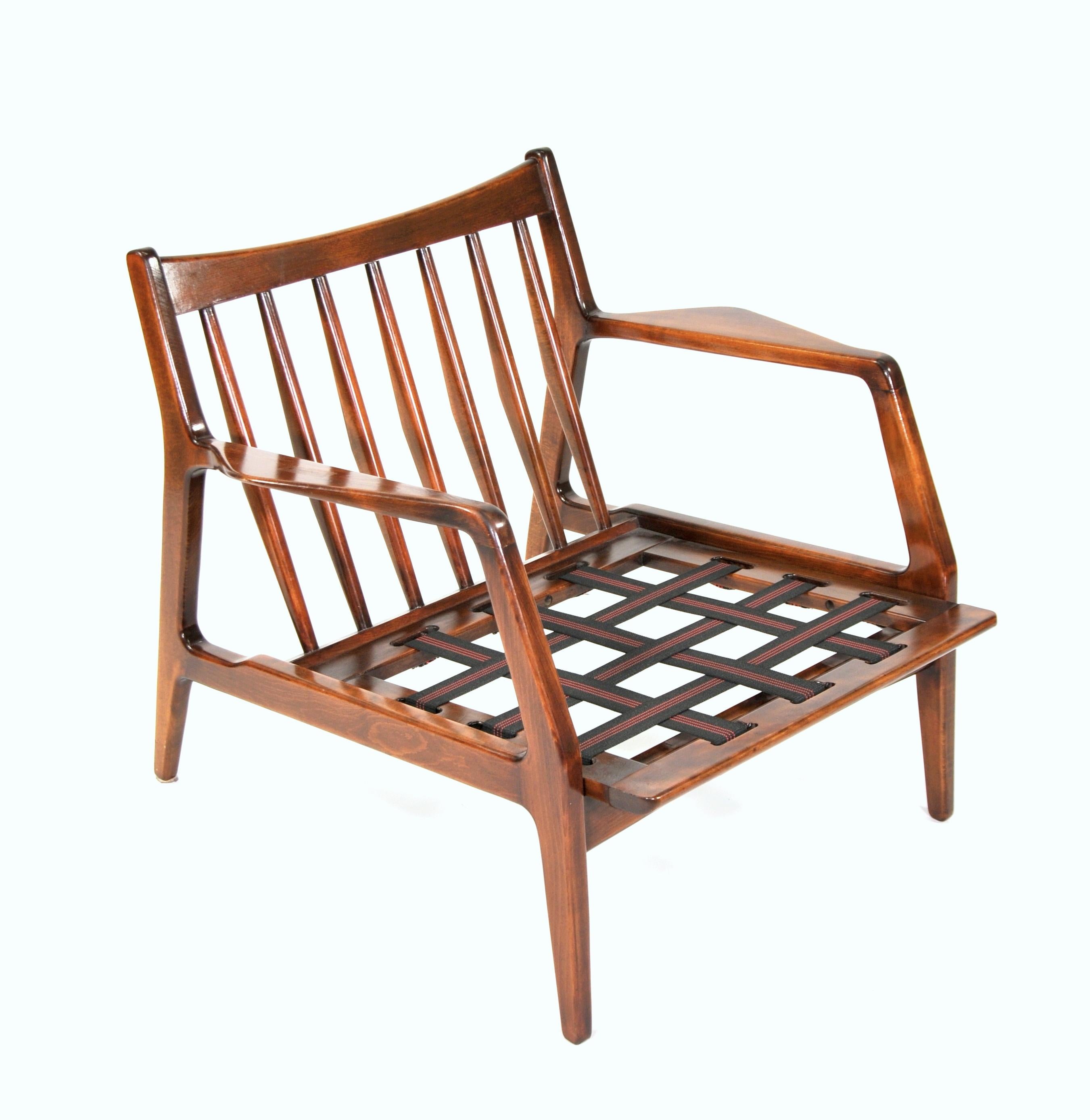 Fabric Lawrence Peabody for Selig Walnut Lounge Chair