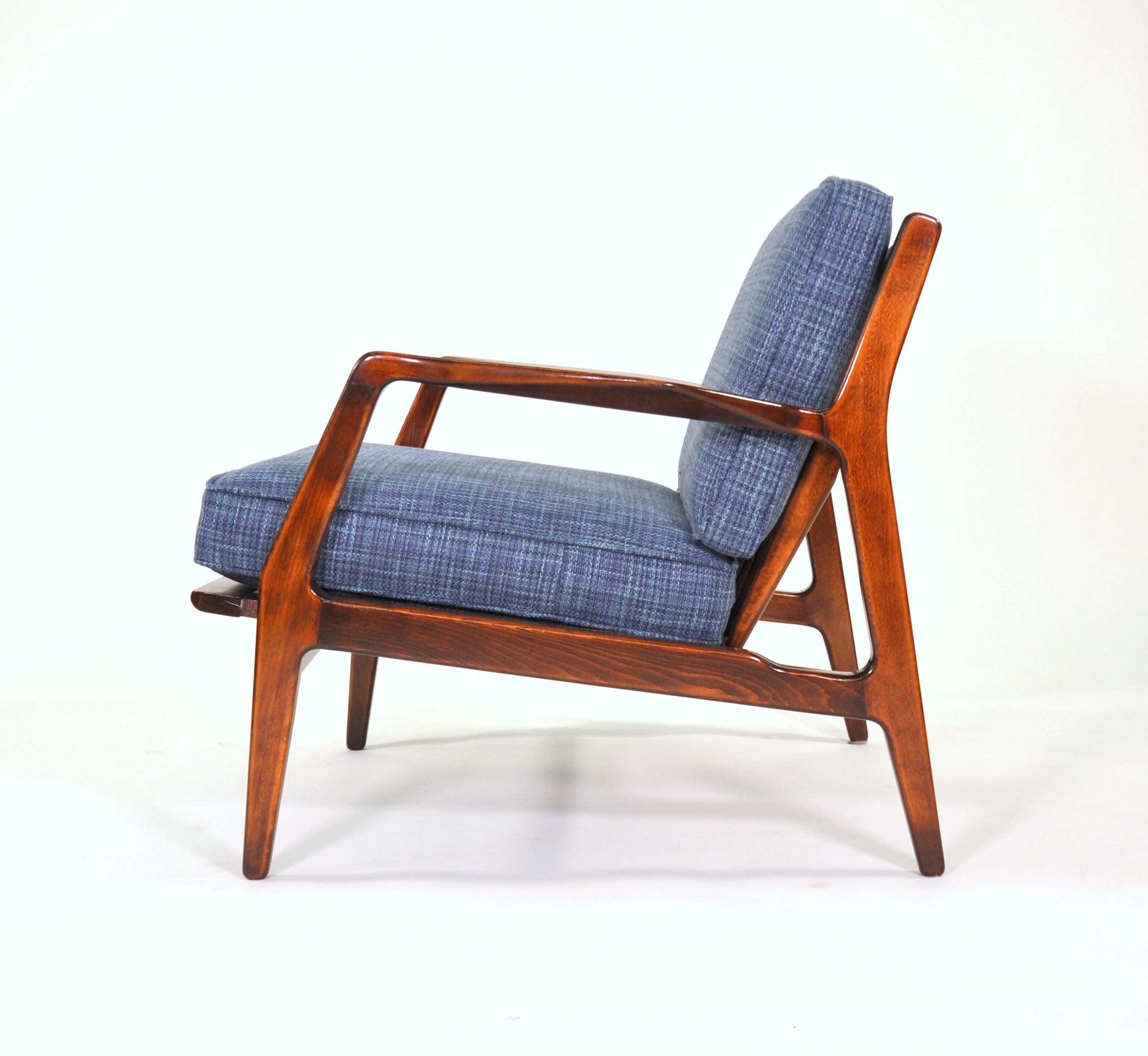Danish Lawrence Peabody for Selig Walnut Lounge Chair
