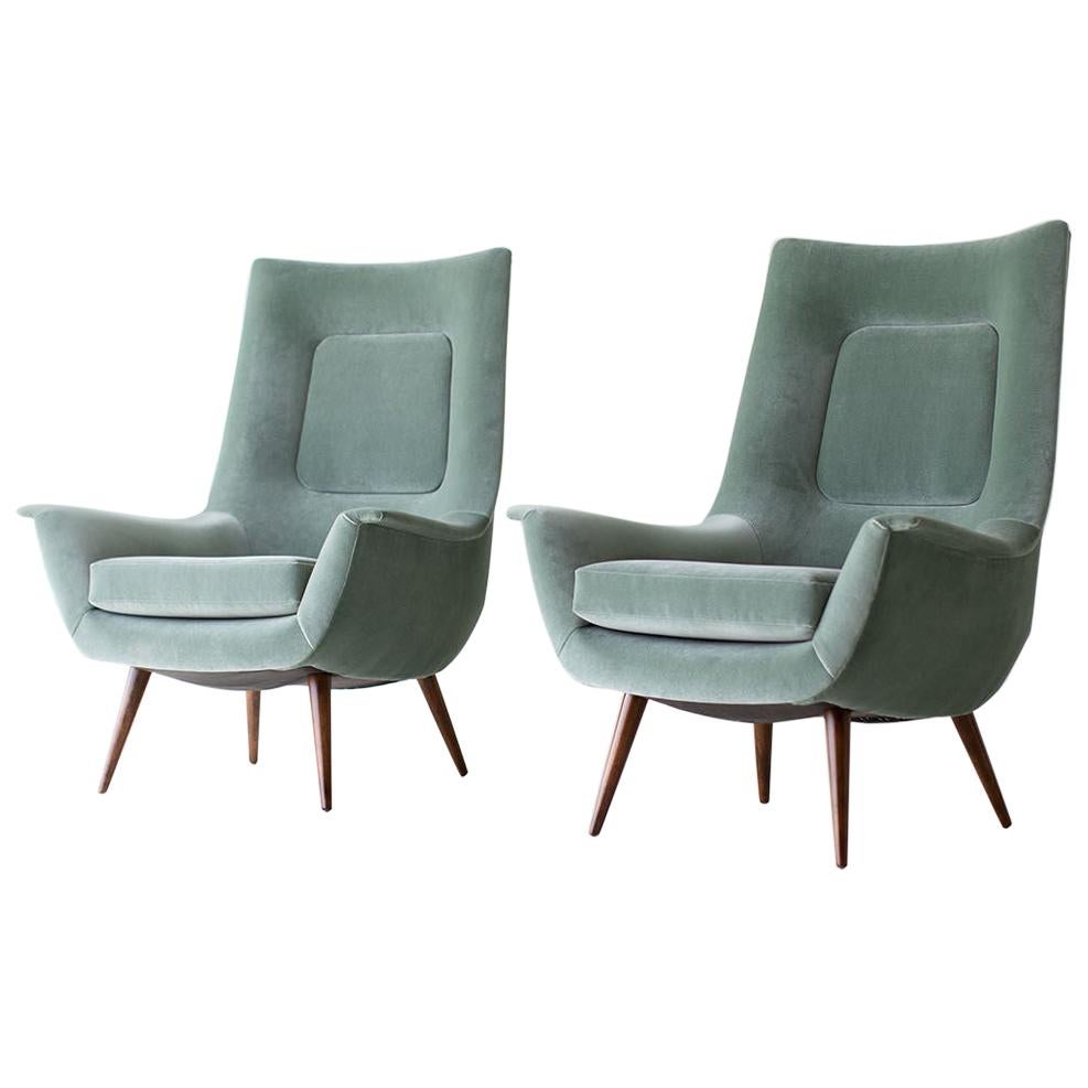 Lawrence Peabody High Back Lounge Chairs For Selig