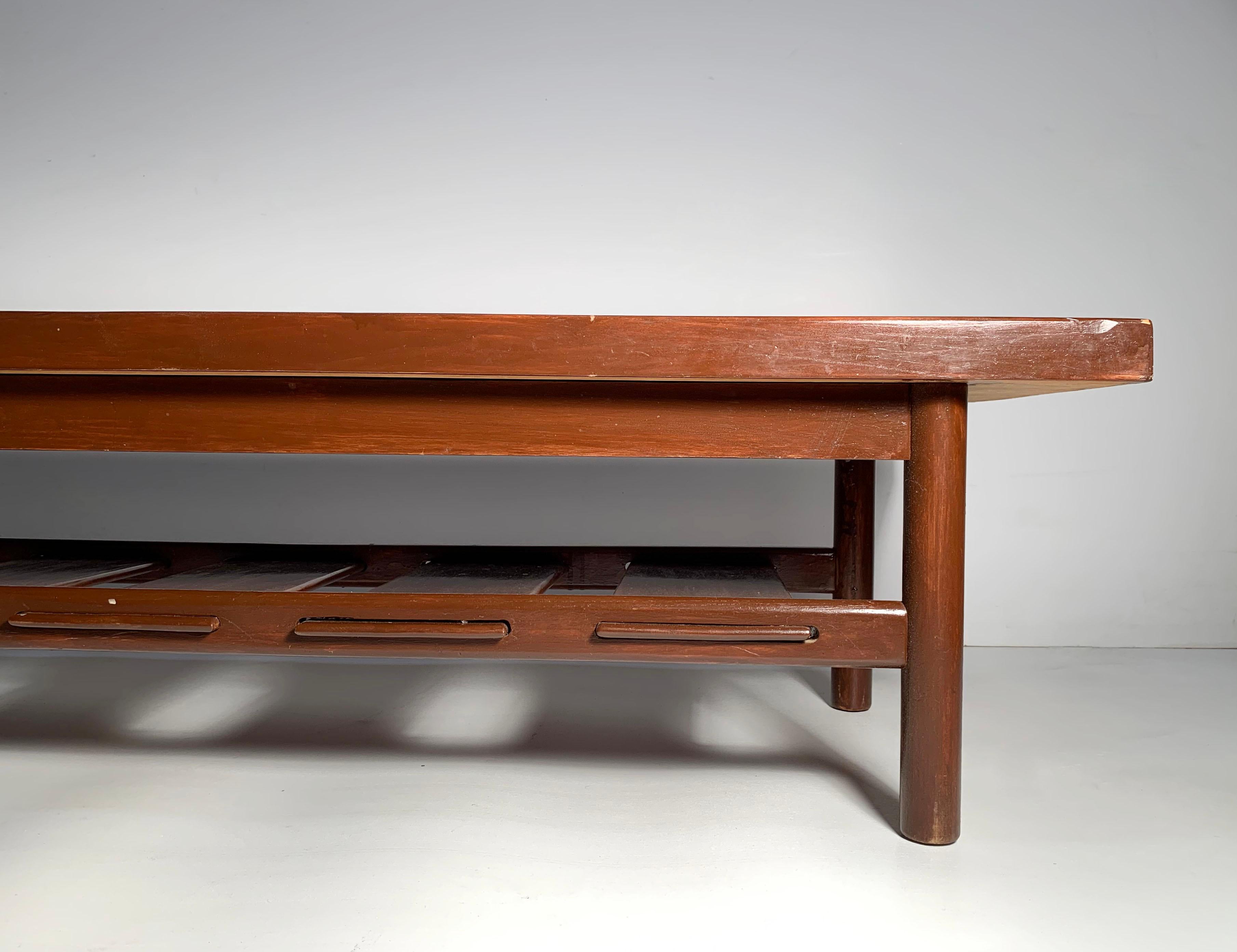 Mid-Century Modern Lawrence Peabody Long Walnut Bench / Coffee Table For Richardson-Nemschoff For Sale