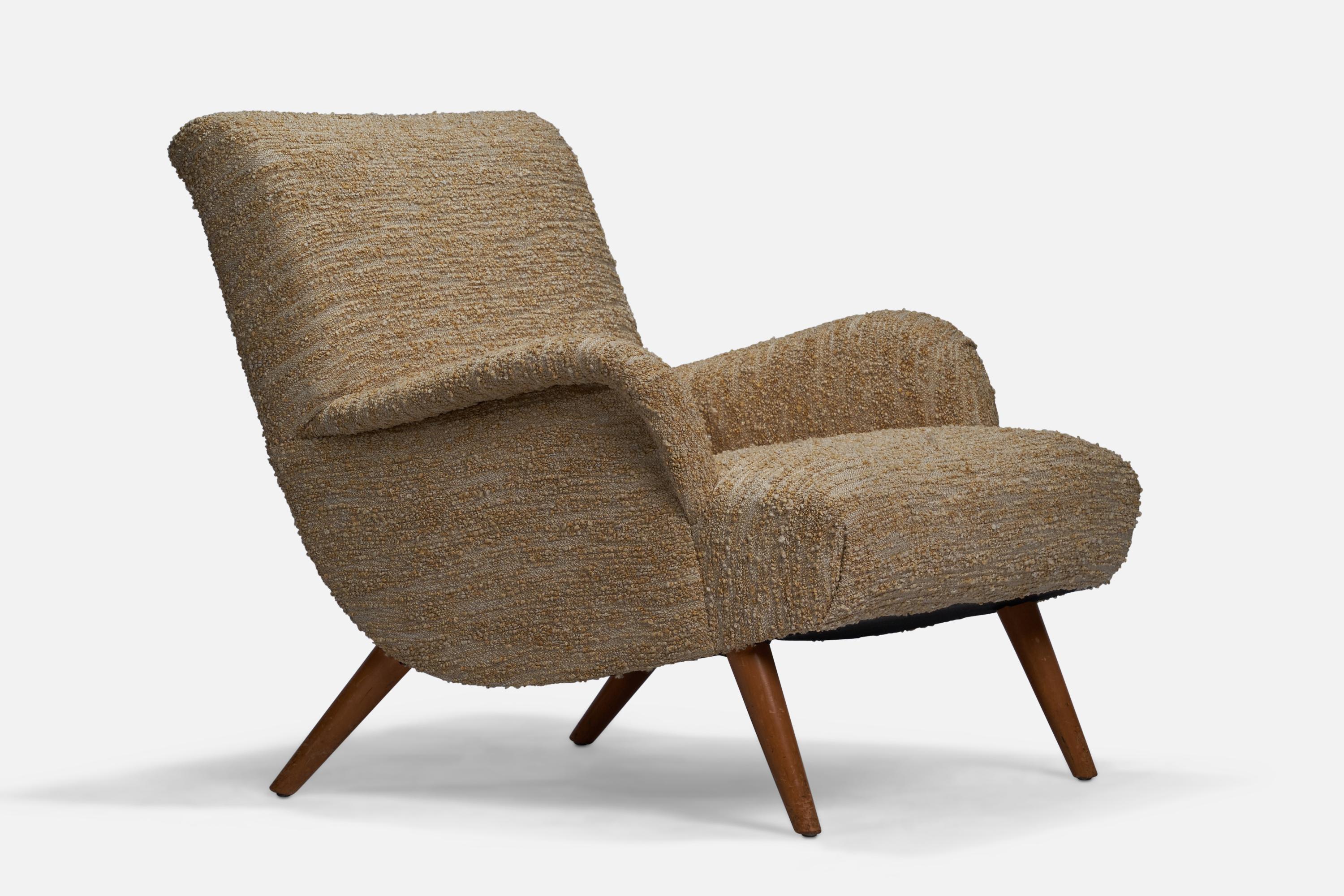 American Lawrence Peabody, Lounge Chair and Ottoman,  Fabric, Oak, USA, 1950s