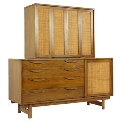 Lawrence Peabody Mid-Century Cane Front Buffet and Hutch