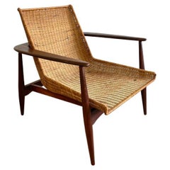 Sillón de mimbre de caña Lawrence Peabody Mid Century