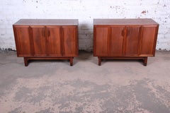 Lawrence Peabody Mid-Century Modern Walnut Cabinets or Large Bedside Chests