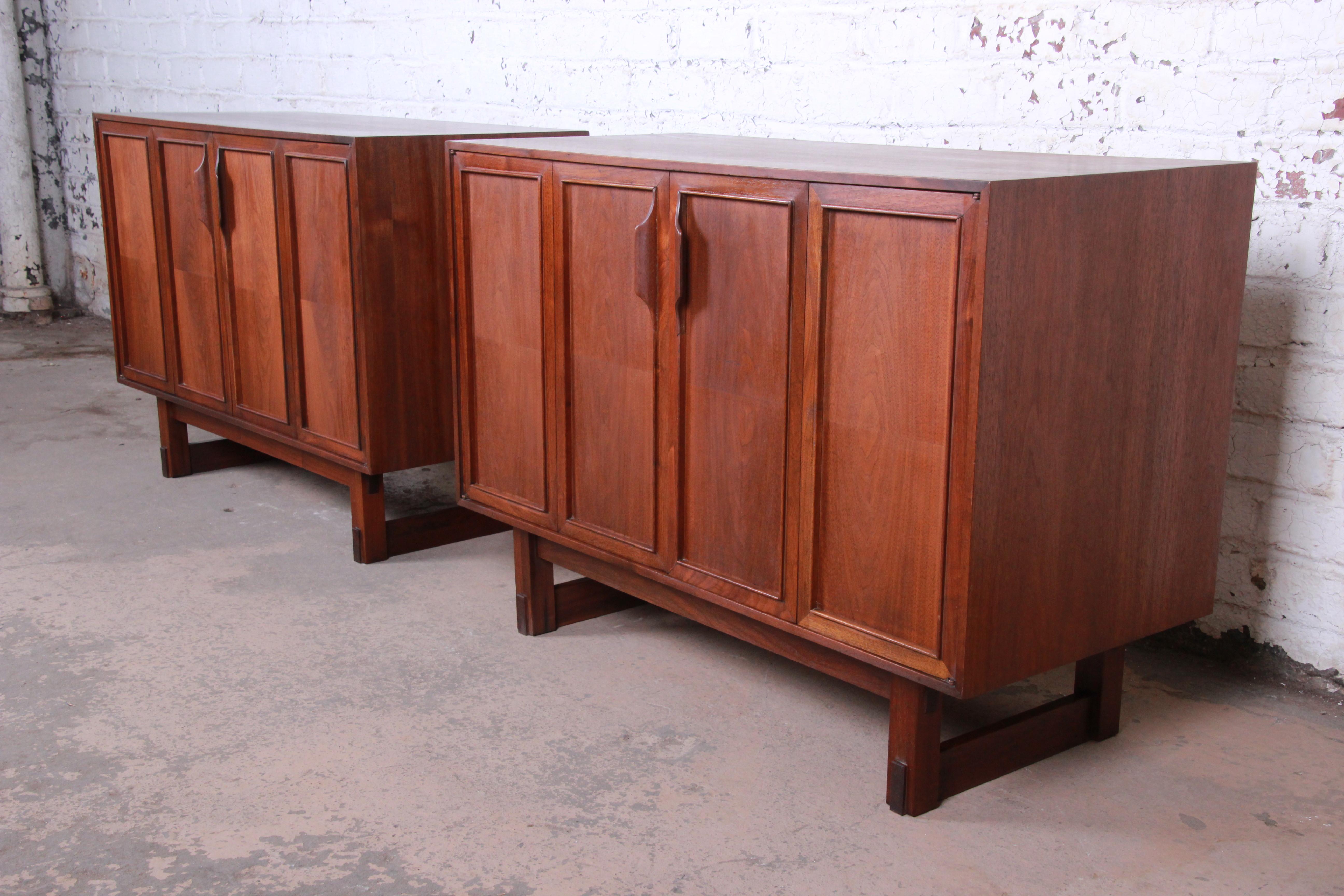 American Lawrence Peabody Mid-Century Modern Walnut Cabinets or Large Bedside Chests