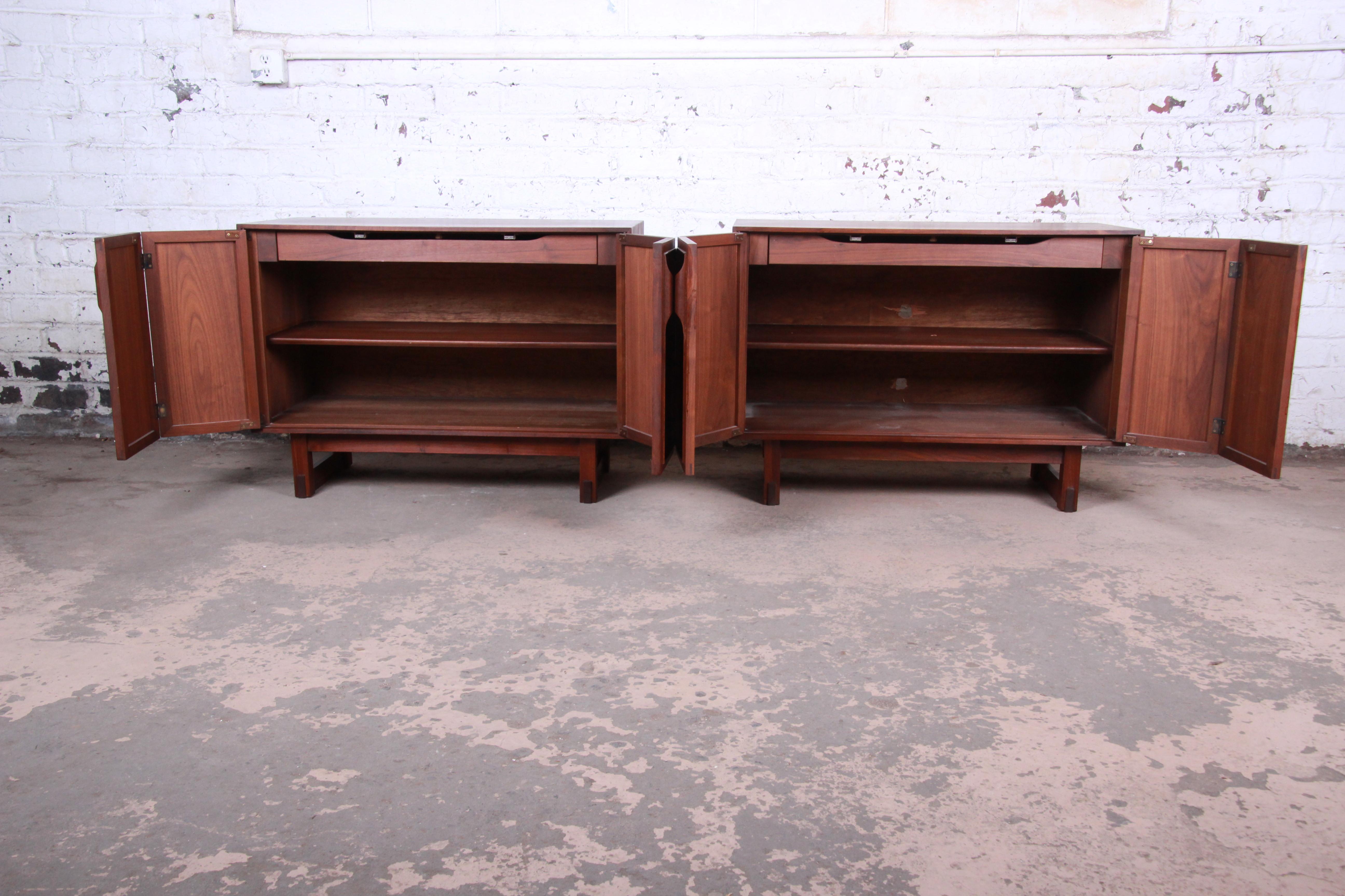 Lawrence Peabody Mid-Century Modern Walnut Cabinets or Large Bedside Chests 2