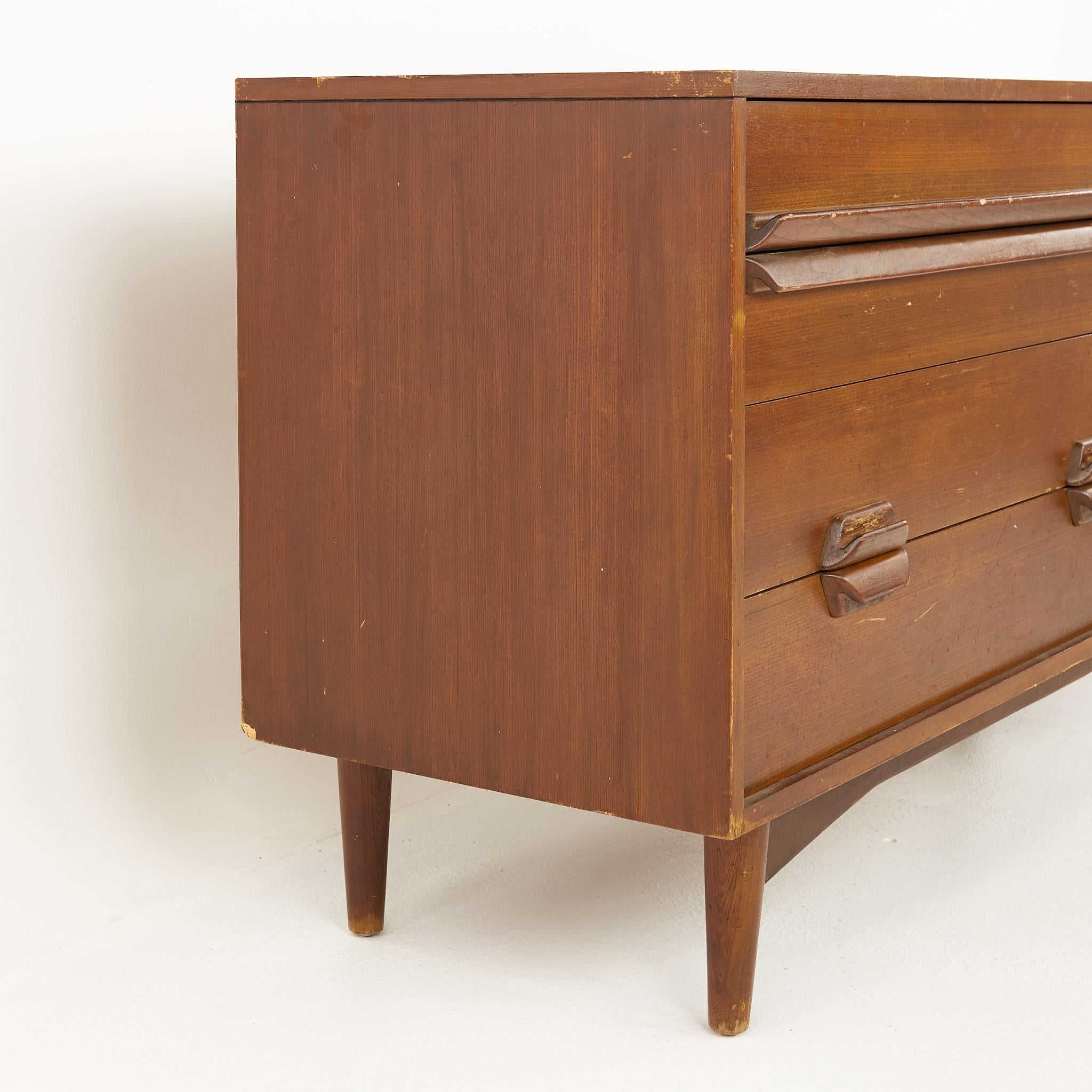 American Lawrence Peabody Mid Century Walnut and Cane Sideboard Credenza For Sale