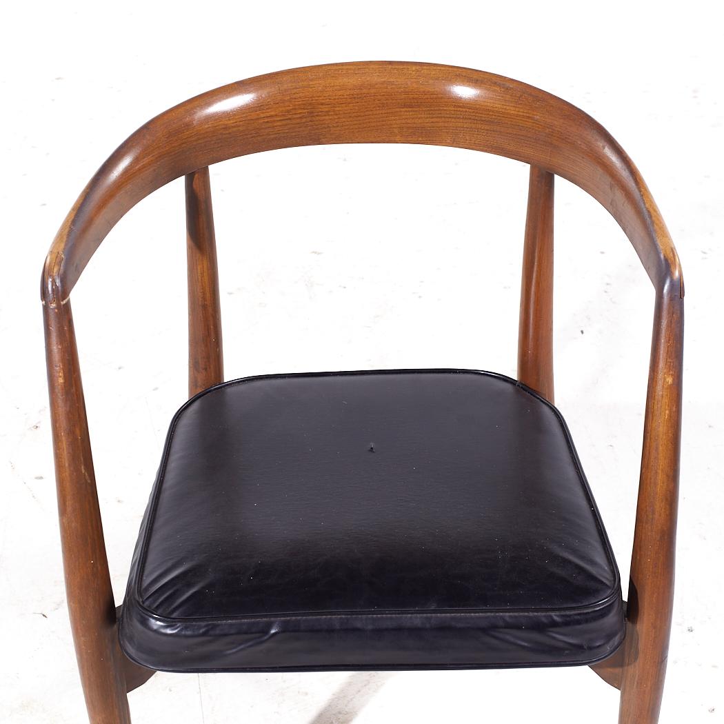 Lawrence Peabody Mid Century Walnut Arm Chairs - Set of 6 For Sale 3