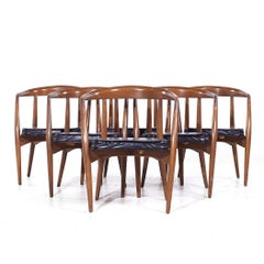Lawrence Peabody Mid Century Walnut Arm Chairs - Set of 6