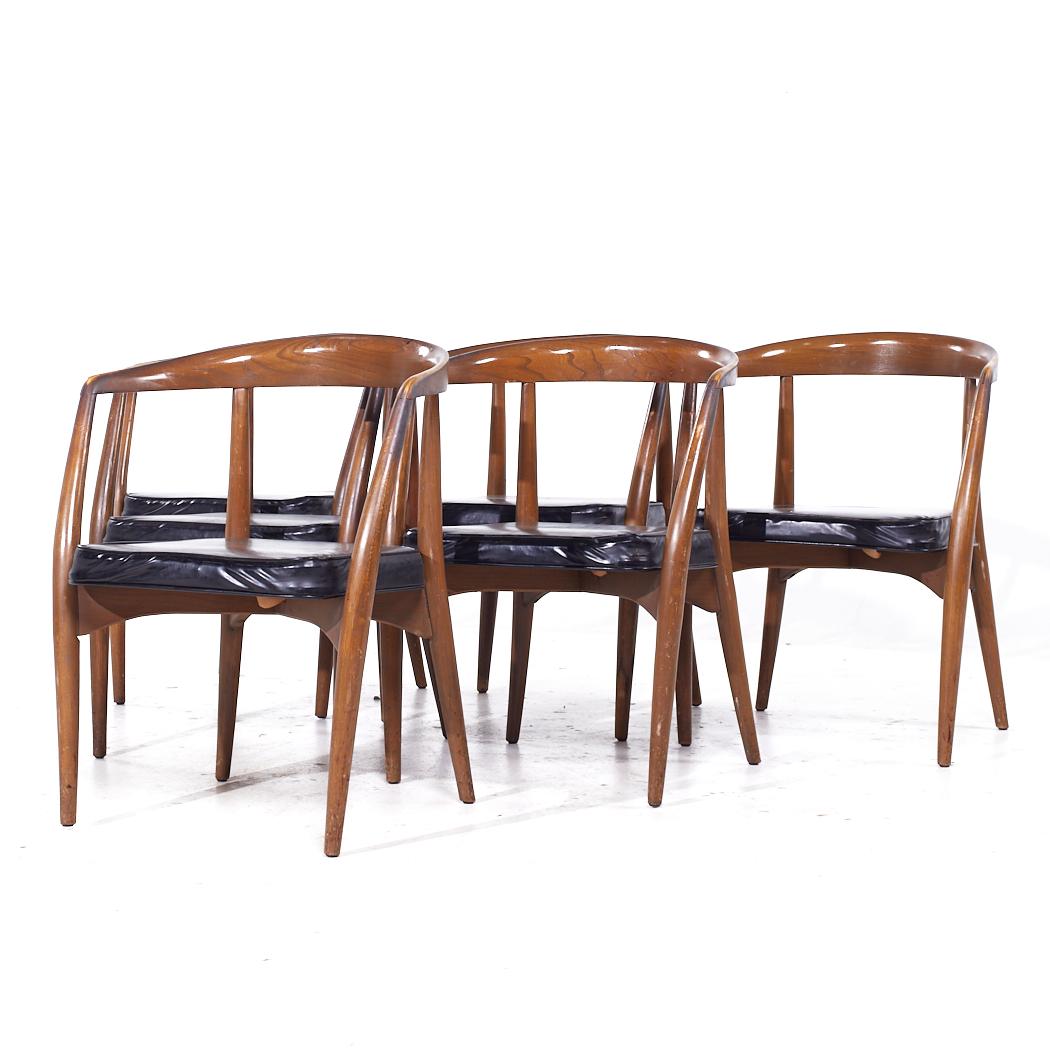 Mid-Century Modern Lawrence Peabody Mid Century Walnut Arm Chairs - Set of 6 For Sale