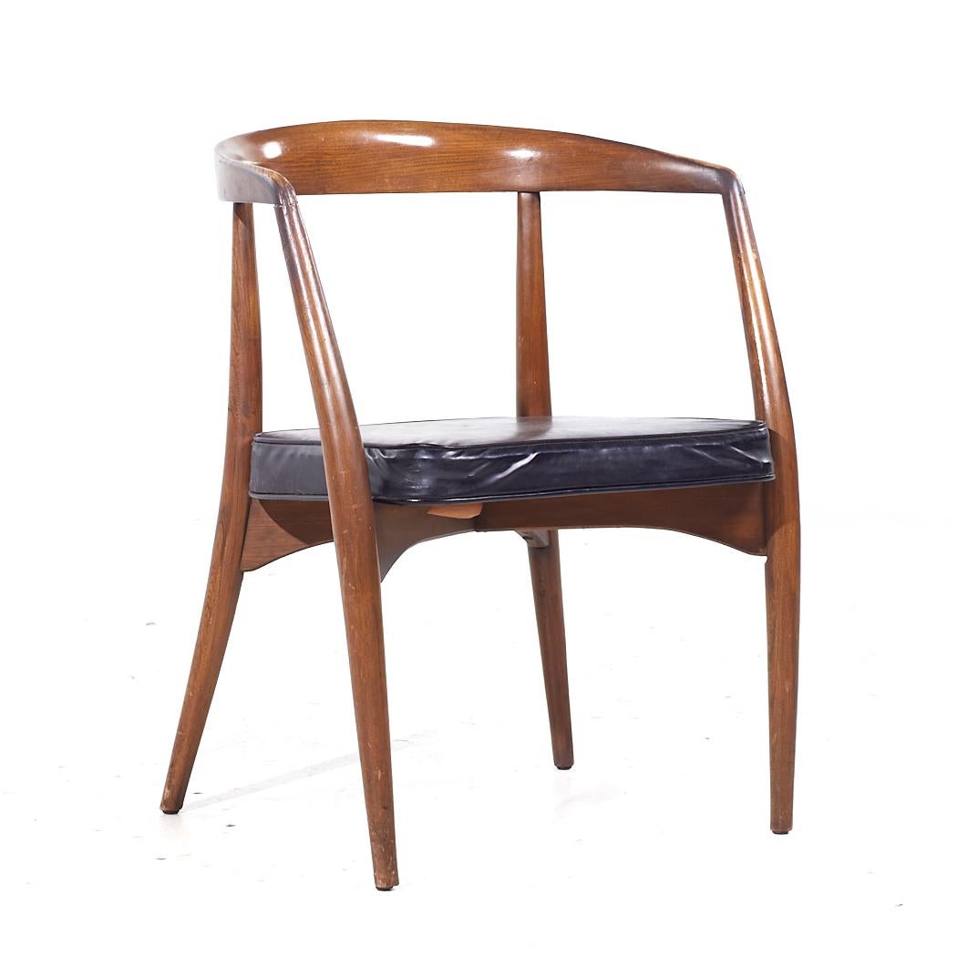 American Lawrence Peabody Mid Century Walnut Arm Chairs - Set of 6 For Sale