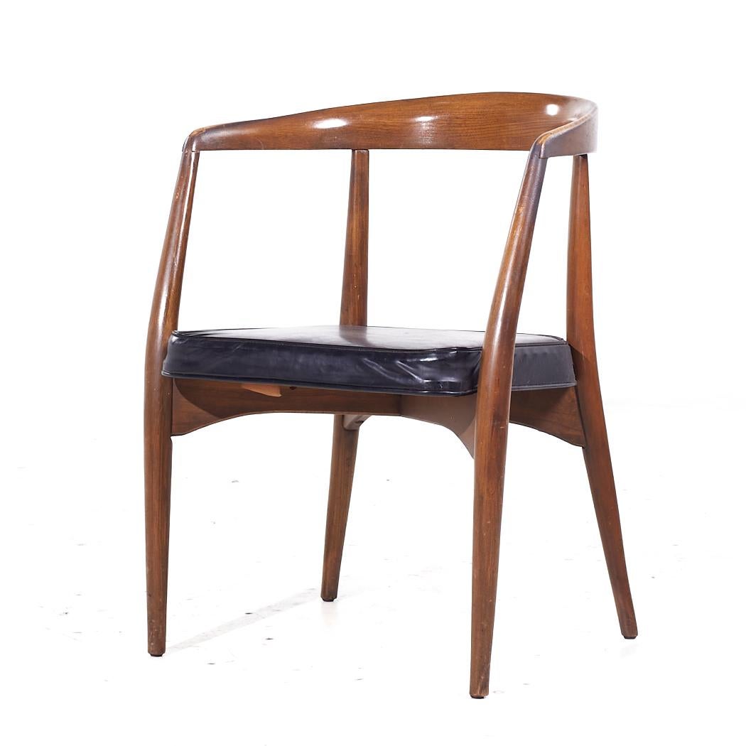 Late 20th Century Lawrence Peabody Mid Century Walnut Arm Chairs - Set of 6 For Sale