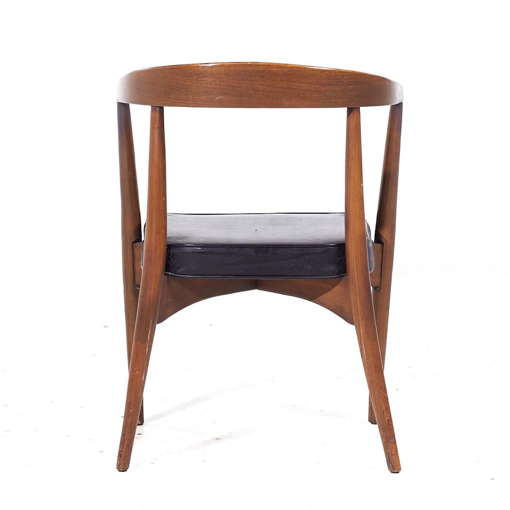 Lawrence Peabody Mid Century Walnut Arm Chairs - Set of 6 For Sale 1