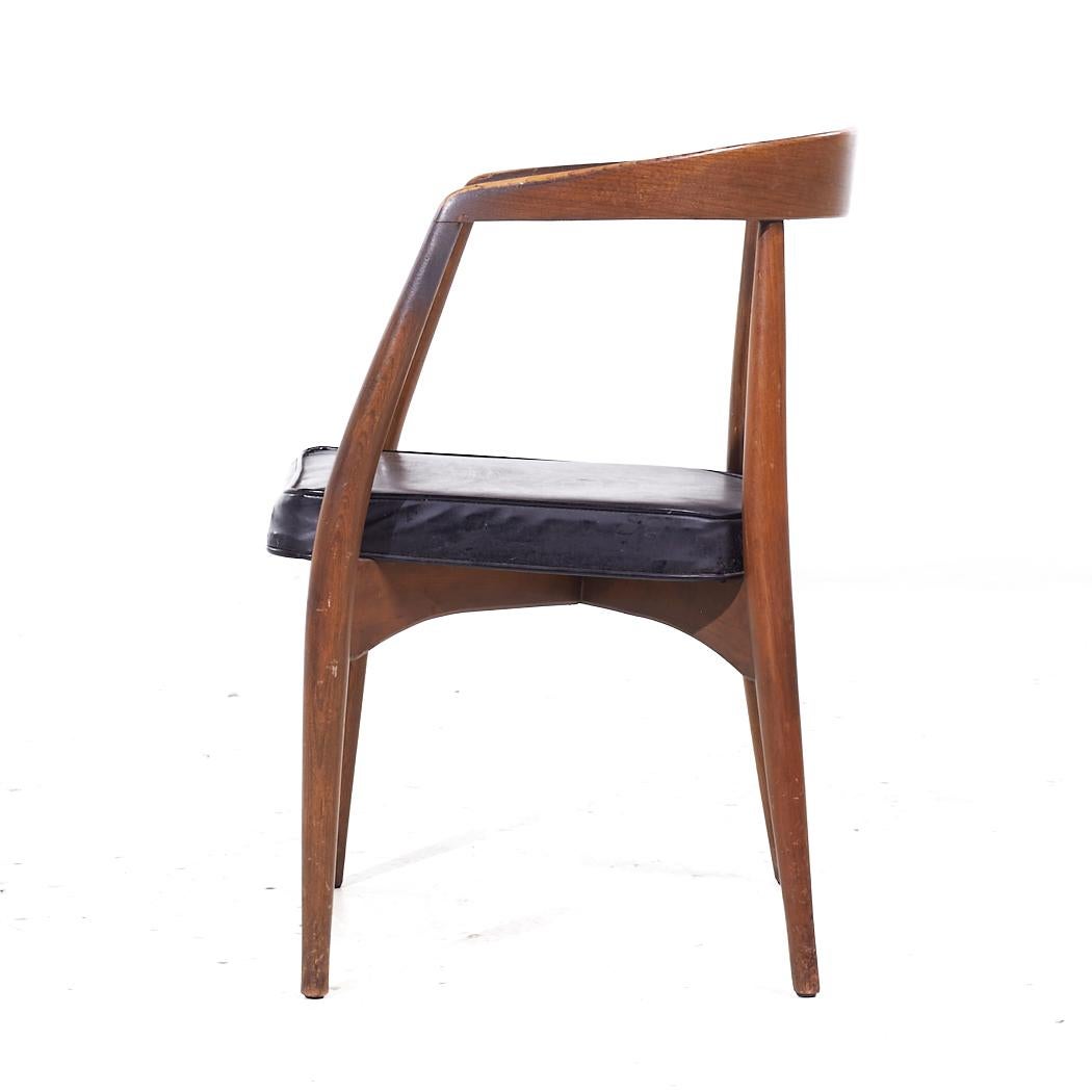 Lawrence Peabody Mid Century Walnut Arm Chairs - Set of 6 For Sale 2