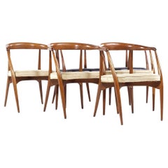 Retro Lawrence Peabody Mid Century Walnut Arm Chairs - Set of 6