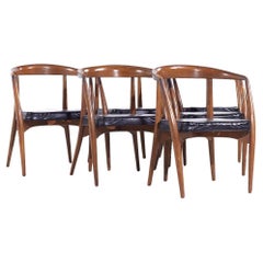 Lawrence Peabody Mid Century Walnut Arm Chairs - Set of 6