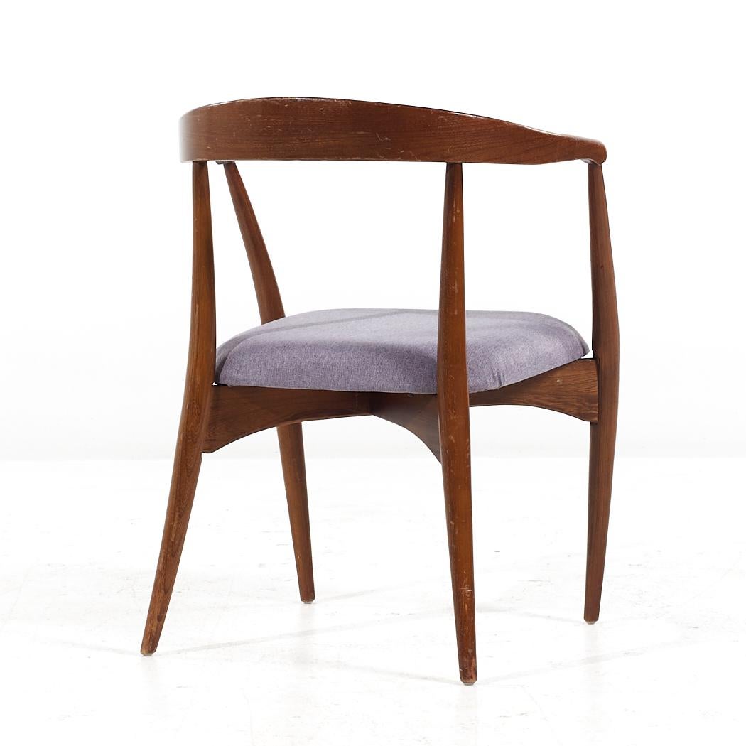 Upholstery Lawrence Peabody Mid Century Walnut Dining Chair - Pair For Sale