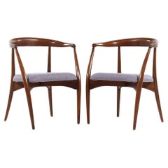 Vintage Lawrence Peabody Mid Century Walnut Dining Chair - Pair