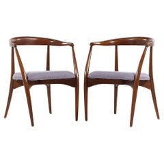 Lawrence Peabody Mid Century Walnut Dining Chair - Pair