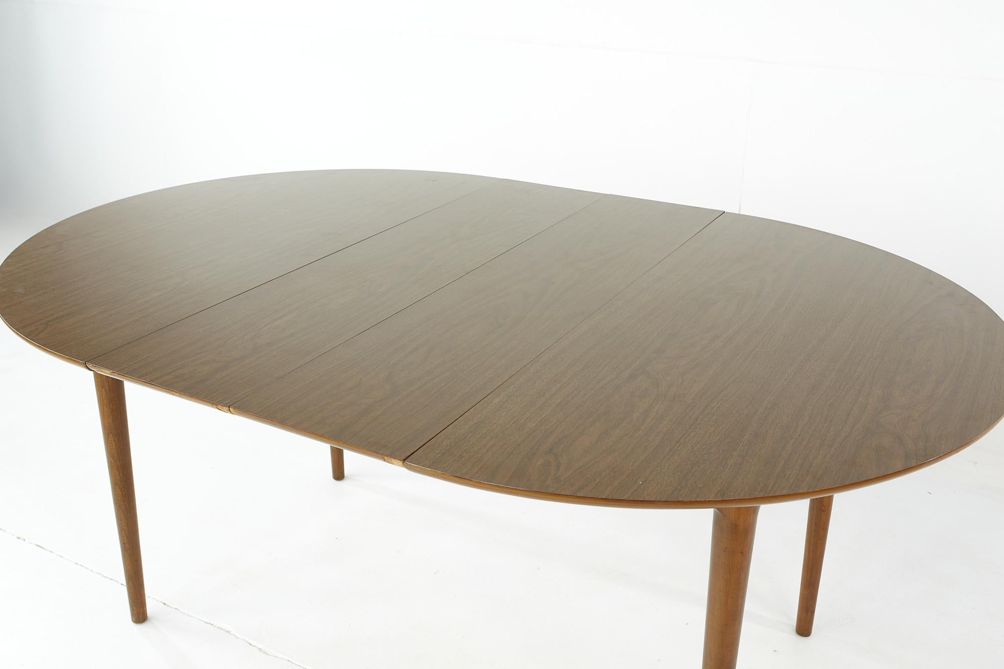 Lawrence Peabody Mid Century Walnut Dining Table with 2 Leaves For Sale 8