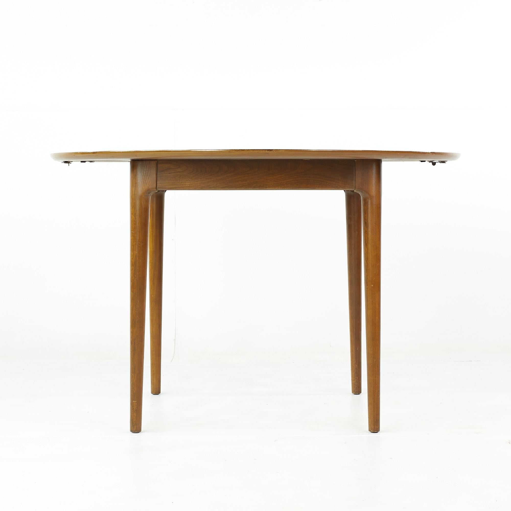 American Lawrence Peabody Mid Century Walnut Dining Table with 2 Leaves For Sale