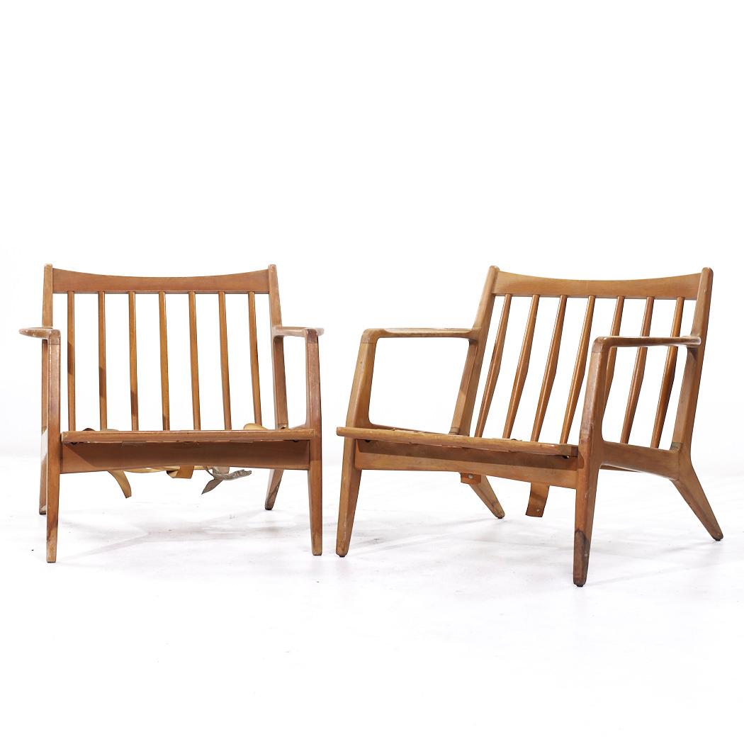 Mid-Century Modern Lawrence Peabody Mid Century Walnut Lounge Chairs - Pair For Sale