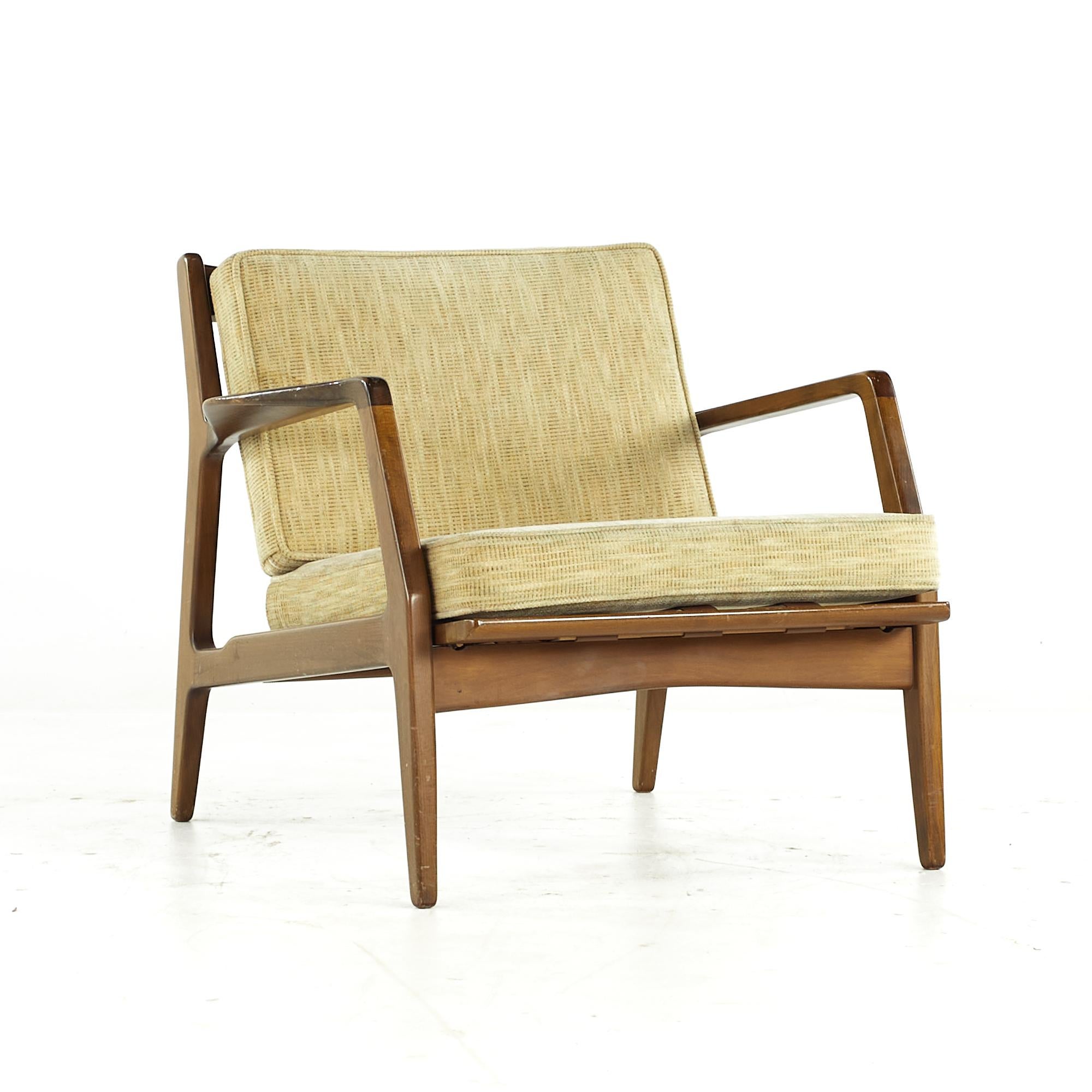 Mid-Century Modern Lawrence Peabody Midcentury Walnut Lounge Chairs, Pair For Sale