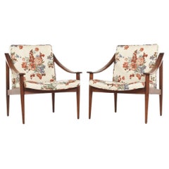 Used Lawrence Peabody Mid Century Walnut Lounge Chairs - Pair