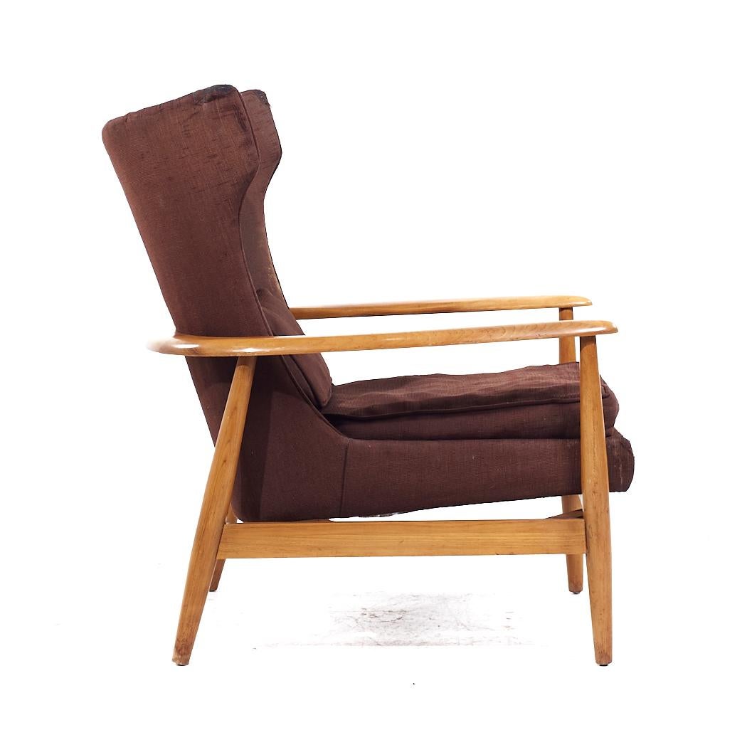 Upholstery Lawrence Peabody Mid Century Wingback Lounge Chair For Sale