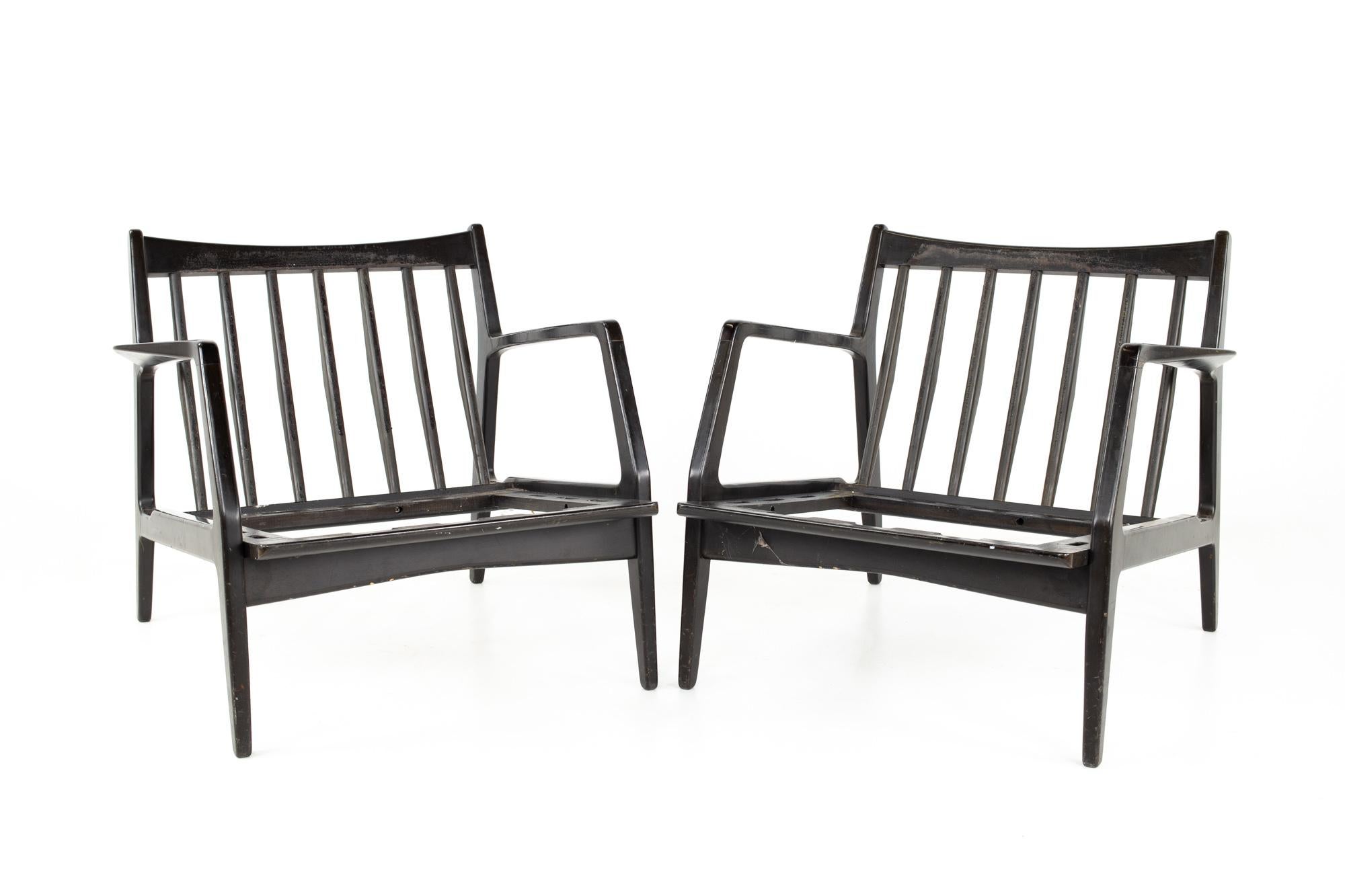 Mid-Century Modern Lawrence Peabody Mid Century Ebonized Lounge Chairs, Pair