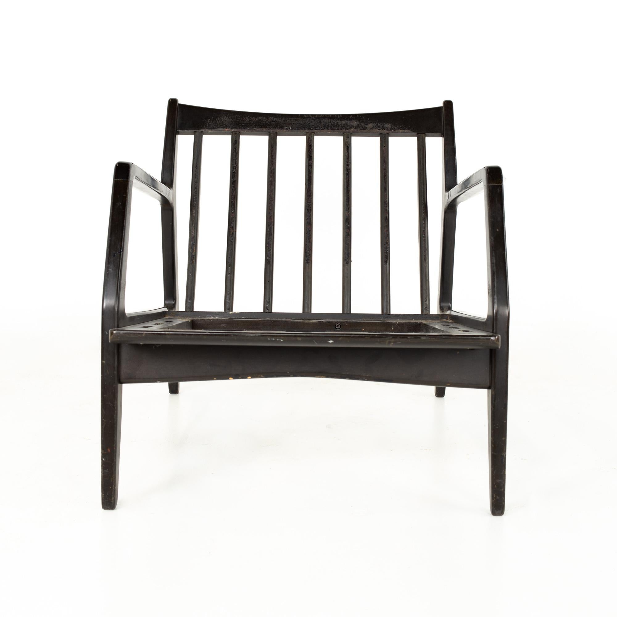 Mid-20th Century Lawrence Peabody Mid Century Ebonized Lounge Chairs, Pair