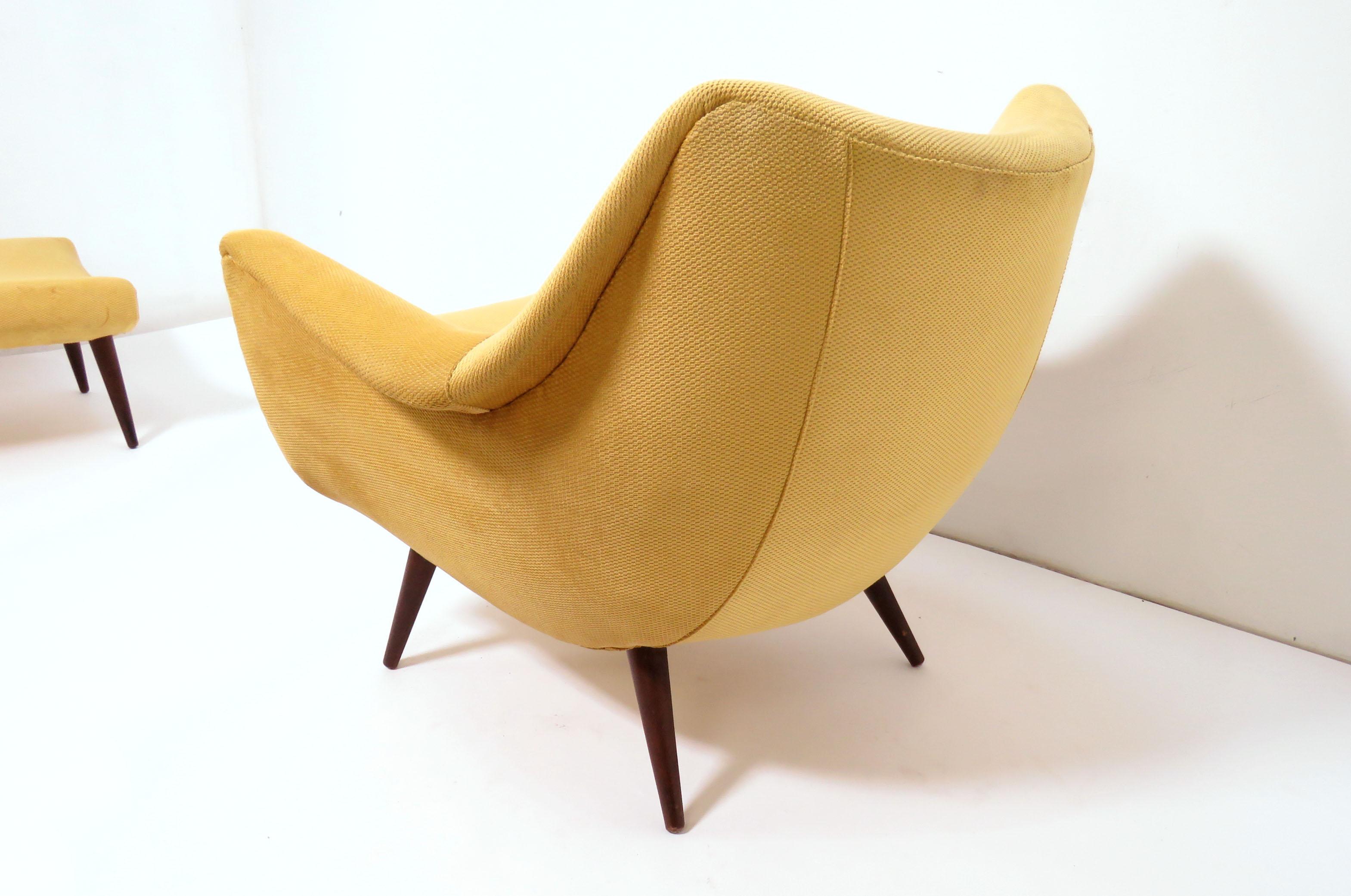 American Lawrence Peabody Midcentury Lounge Chair and Ottoman, circa 1950s