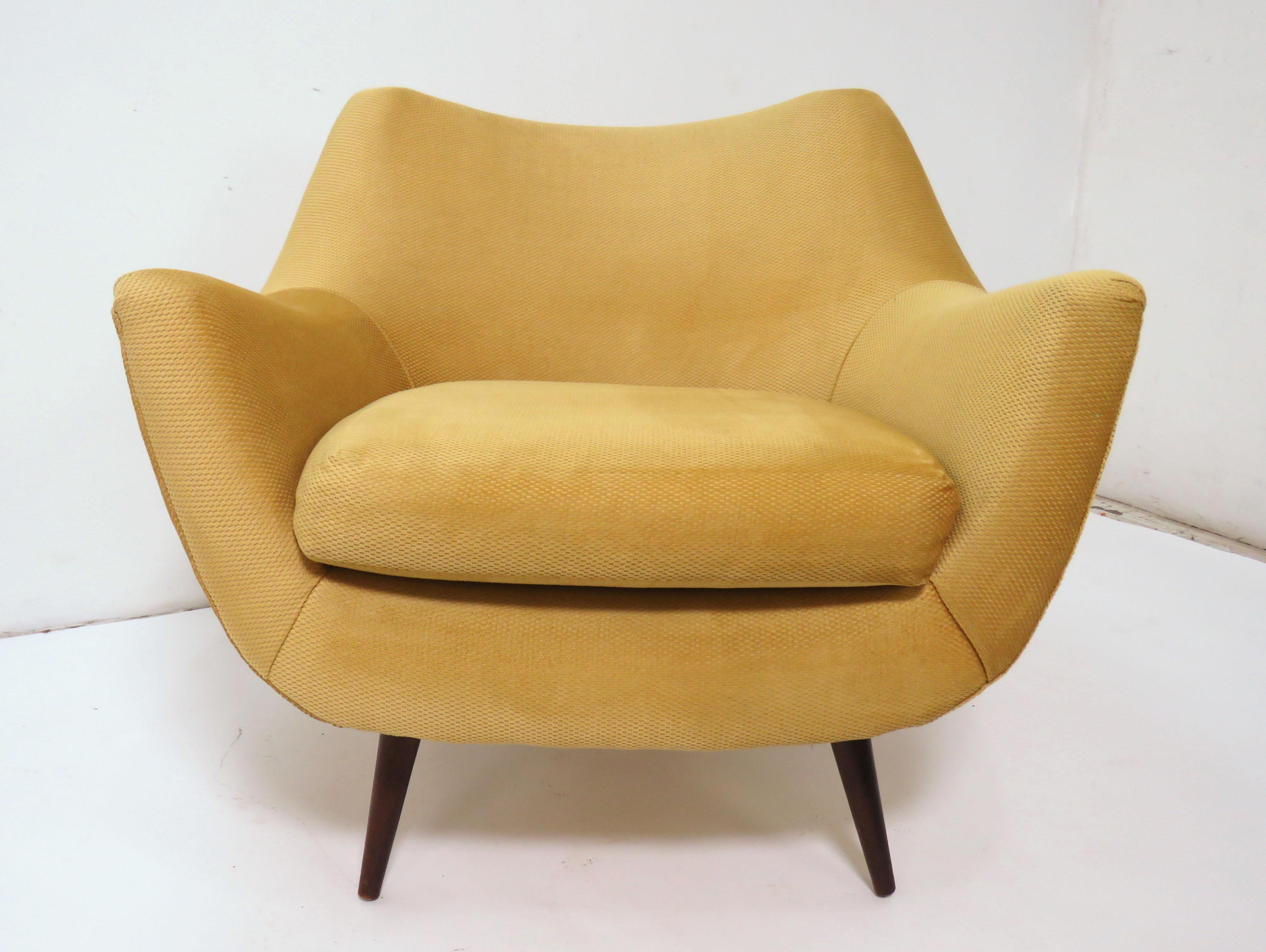 Mid-20th Century Lawrence Peabody Midcentury Lounge Chair and Ottoman, circa 1950s