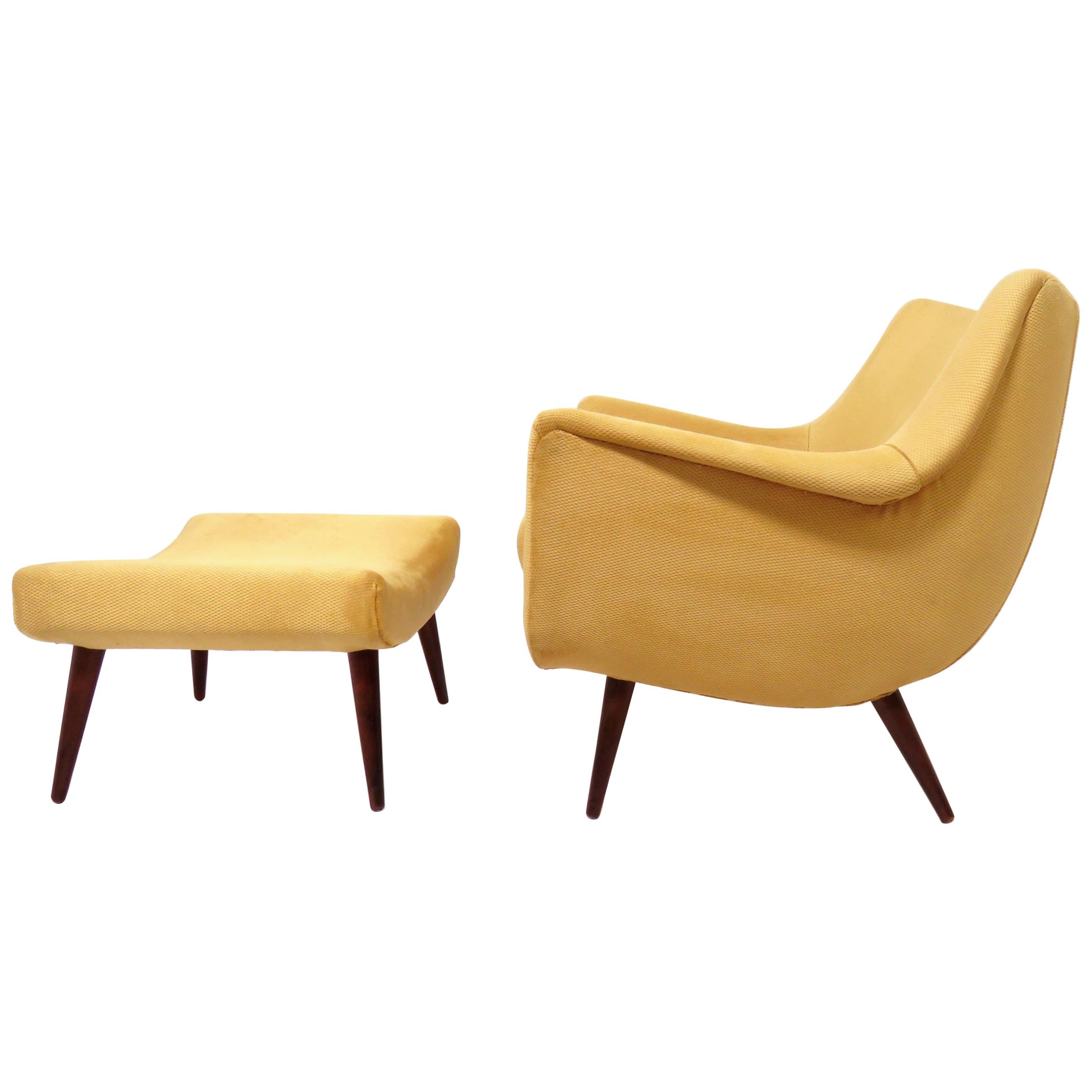 Lawrence Peabody Midcentury Lounge Chair and Ottoman, circa 1950s