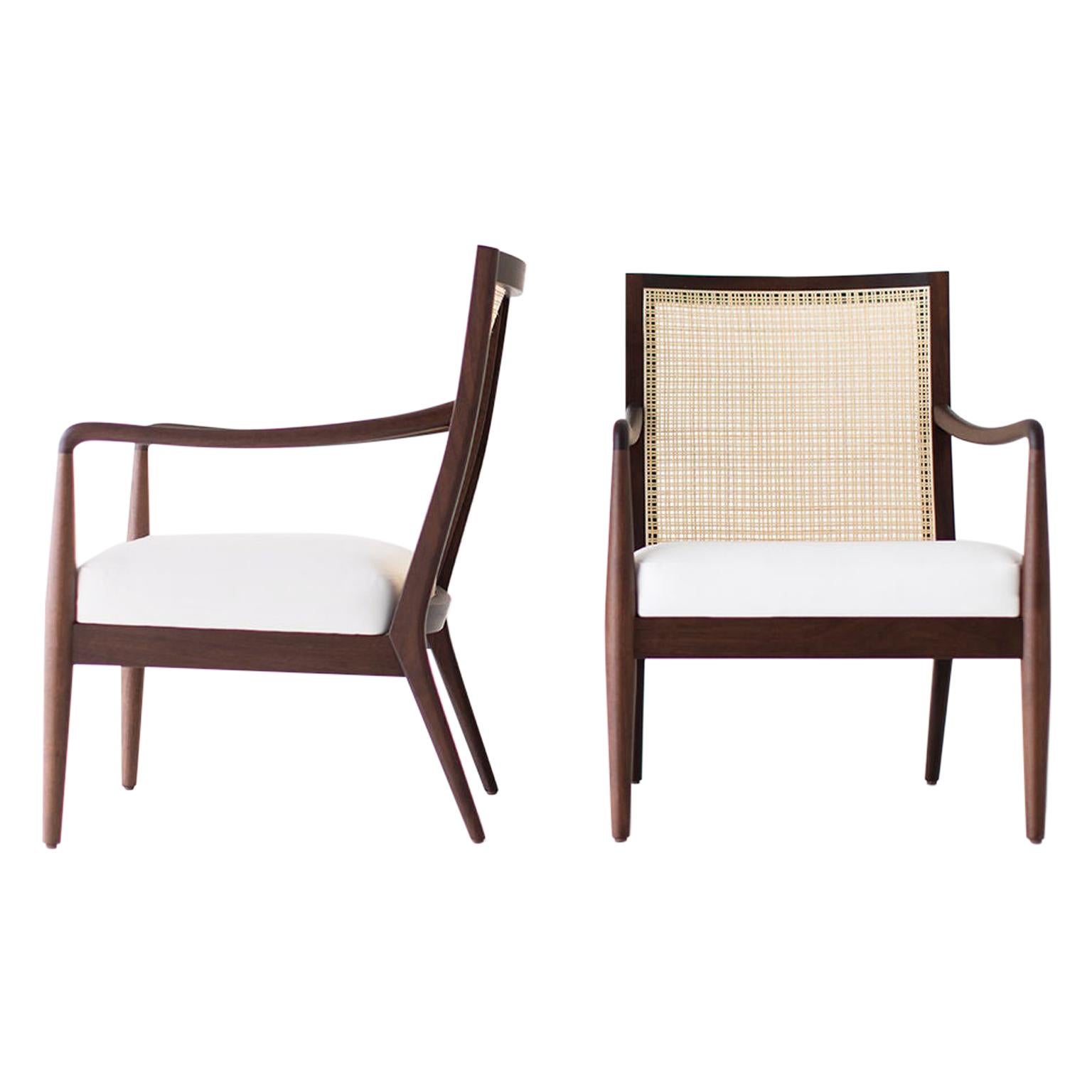 Lawrence Peabody Modern Cane Back Armchairs for Craft Associates