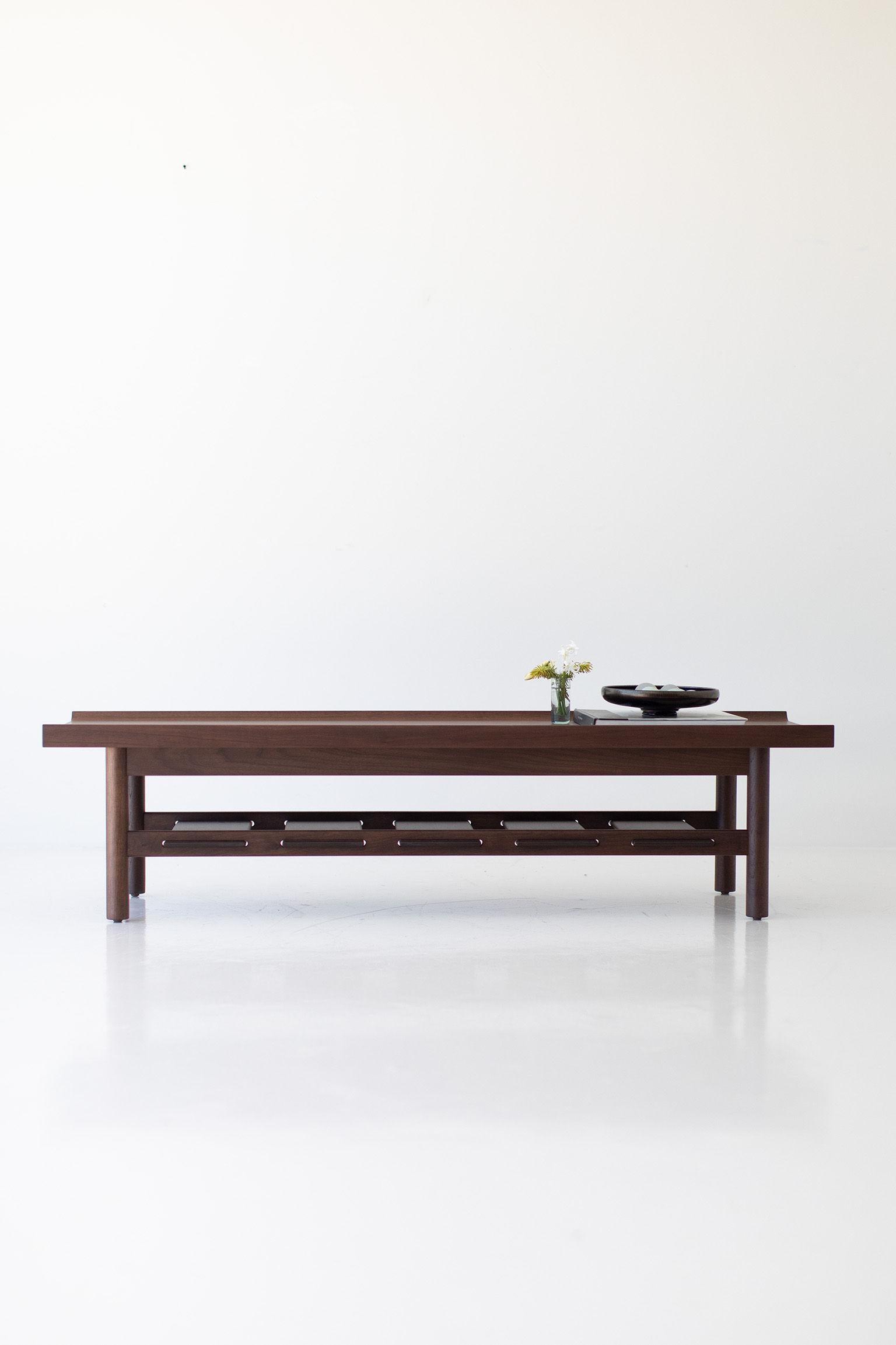 Lawrence Peabody modern coffee table for Craft Associates Furniture

This Lawrence Peabody modern coffee table for Craft Associates Furniture is expertly crafted. The coffee table is constructed by artisans from Walnut. This table is available in