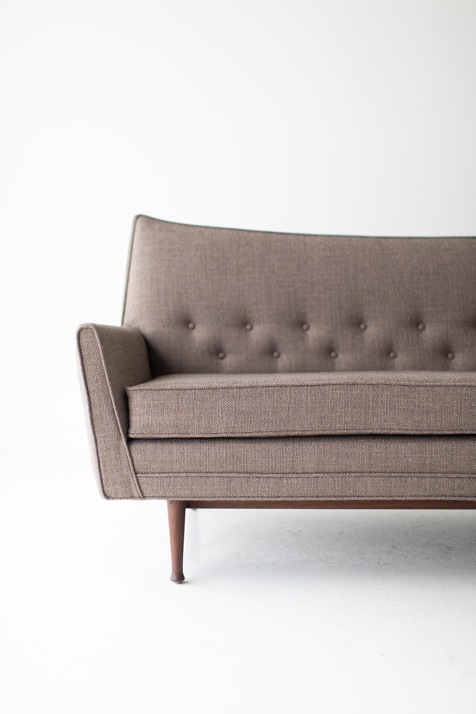 Designer: Lawrence Peabody

Manufacturer: Craft Associates Furniture
Period/Model: Mid-Century Modern
Specs: Walnut, thick weave fabric

This Lawrence Peabody modern sofa for Craft Associates Furniture is expertly handcrafted and upholstered.