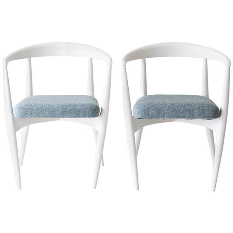 Lawrence Peabody Modern White Dining Chairs for Craft Associates Furniture For Sale