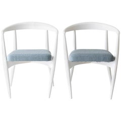 Lawrence Peabody Modern White Dining Chairs for Craft Associates Furniture