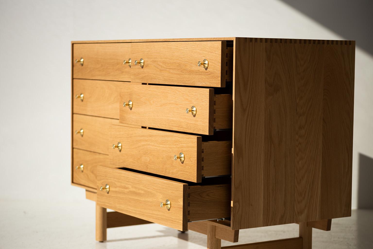 Brass Lawrence Peabody Oak Dresser, 2201P, Craft Associates Furniture For Sale