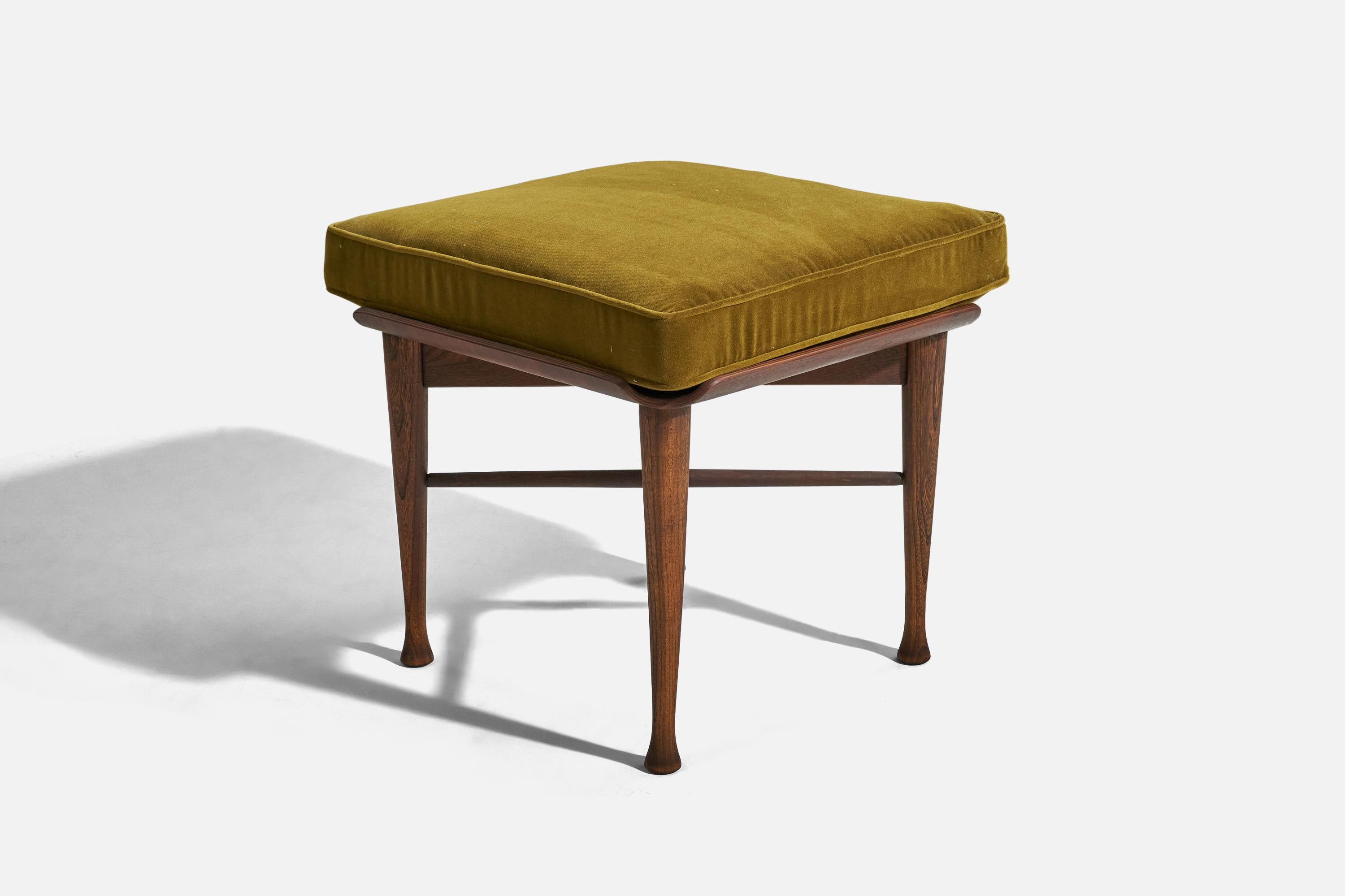 American Lawrence Peabody, Stools, Walnut, Fabric, United States, 1960s For Sale