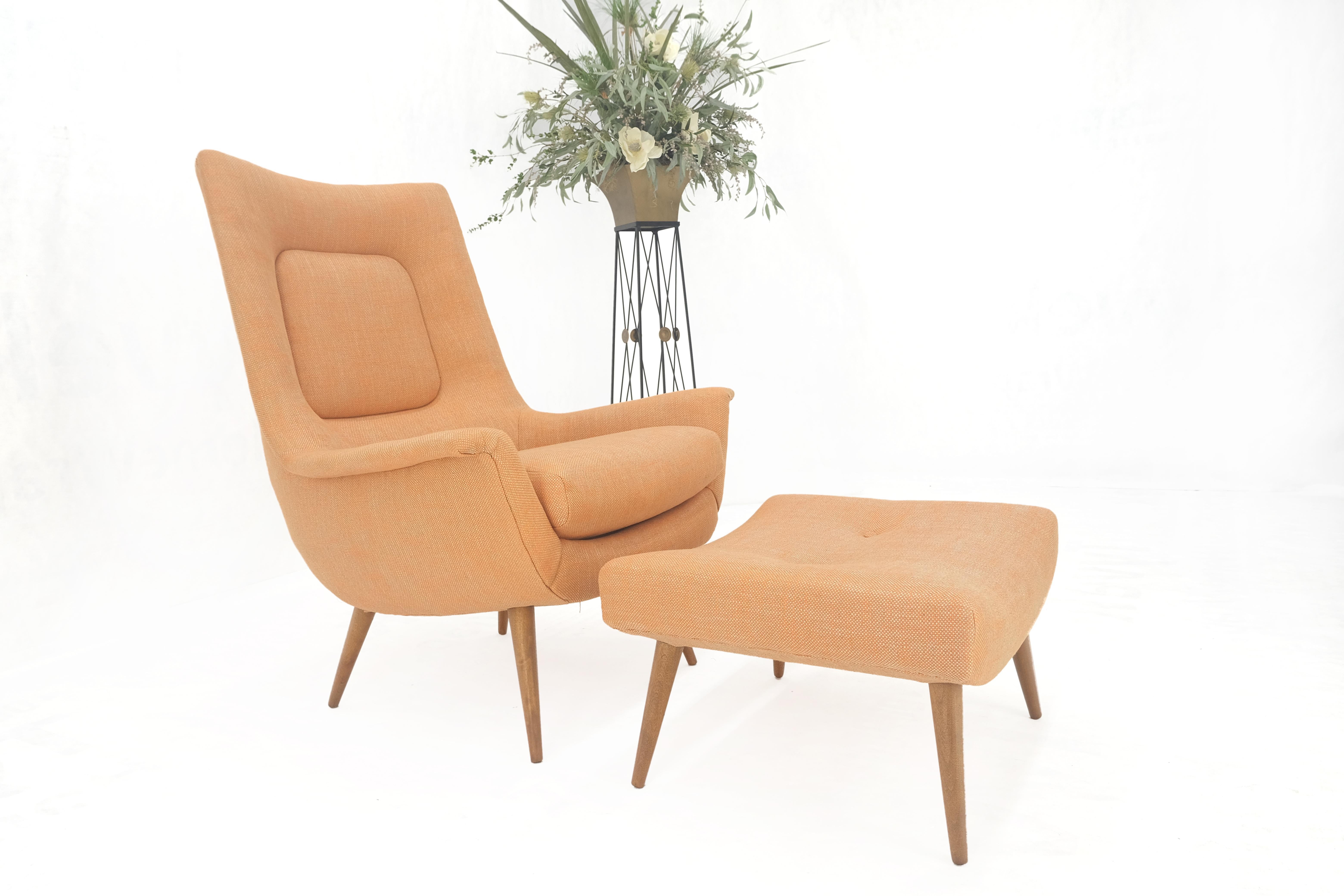Lawrence Peabody, konisch zulaufender Dübelbein-Loungesessel mit passender Ottomane, neu mit Polsterung im Angebot 1