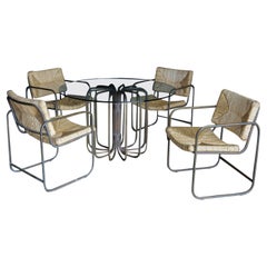 Lawrence Peabody Tubular Bronze & Rush Dining Set for Terra, circa 1970