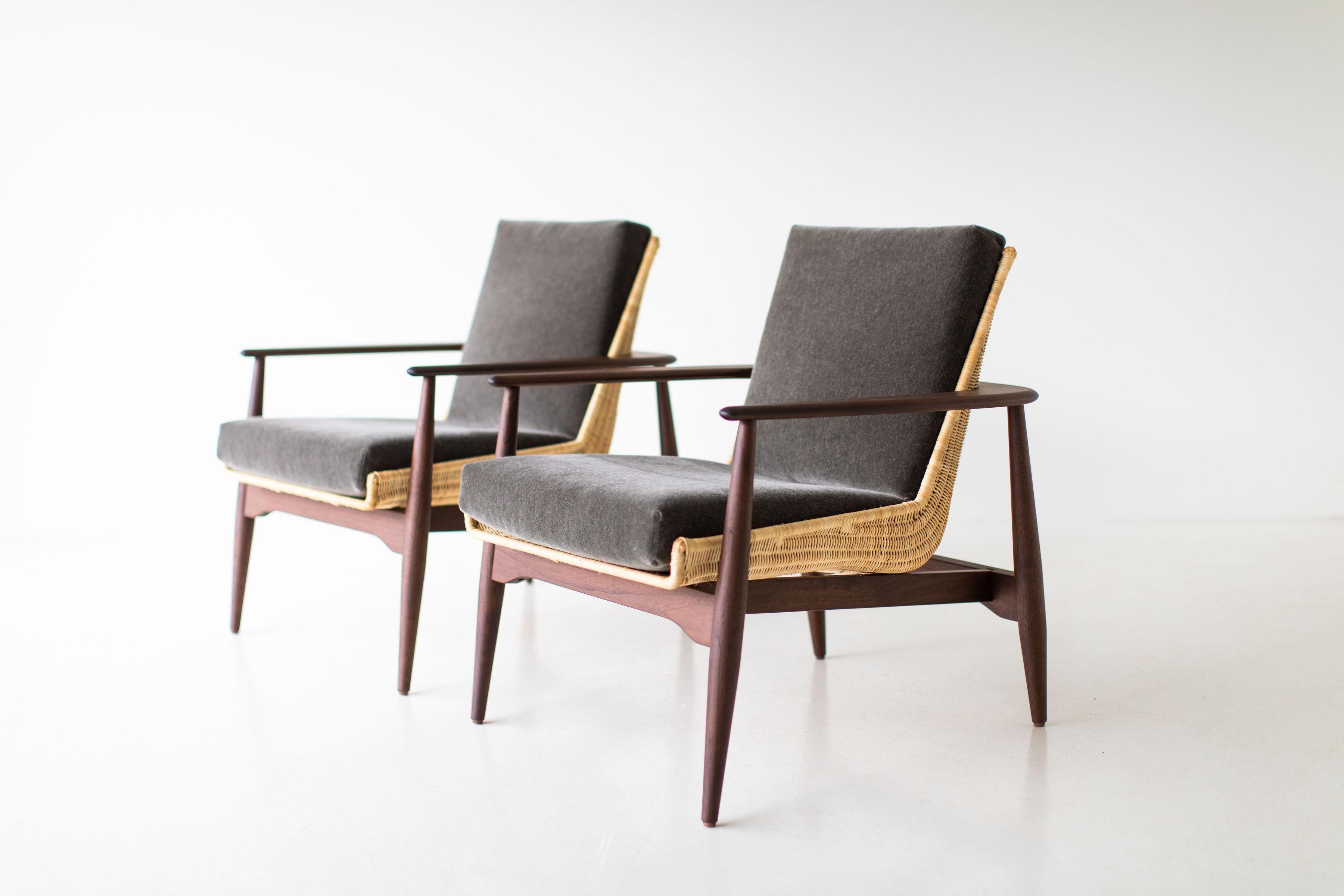 XXIe siècle et contemporain Fauteuil de salon en osier Lawrence Peabody pour Craft Associates Furniture en vente