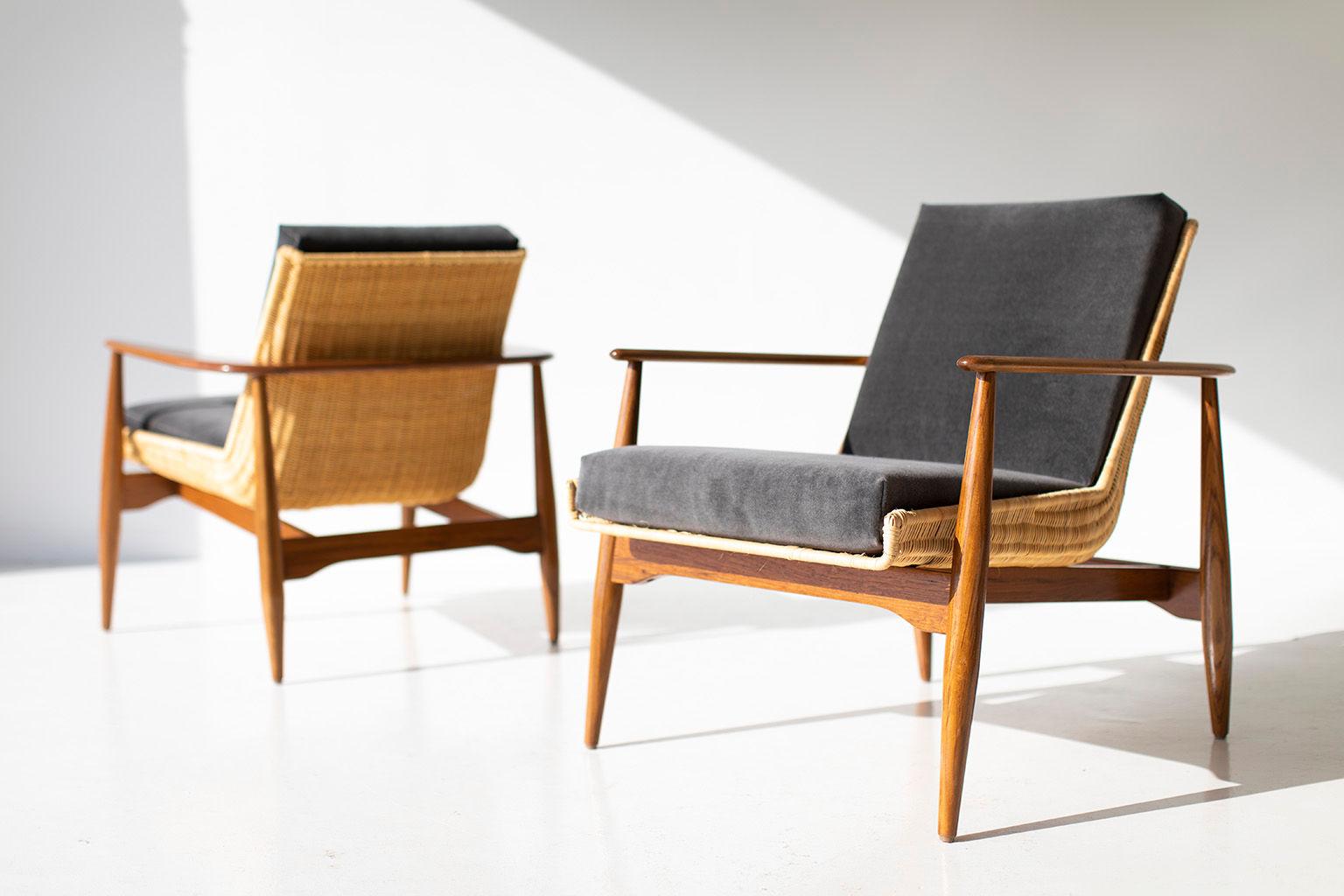 Teck Fauteuil de salon en osier Lawrence Peabody pour Craft Associates Furniture en vente