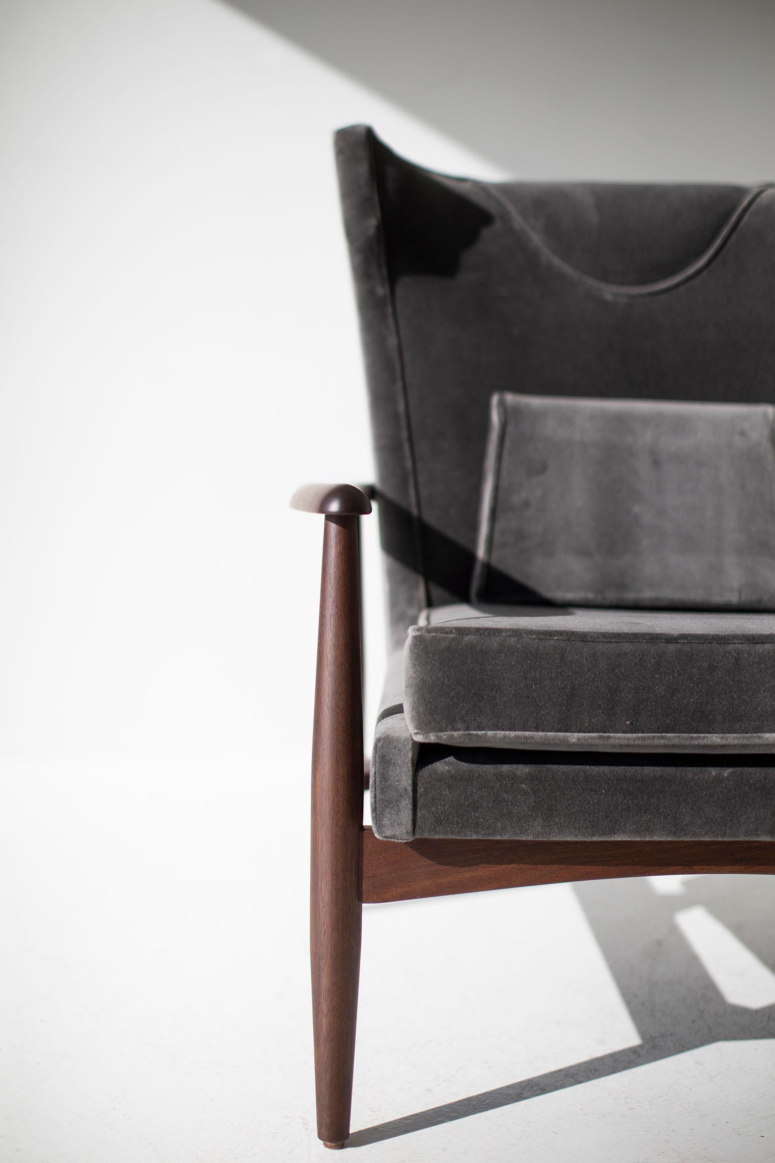 Velvet Lawrence Peabody Wing Chair for Craft Associates For Sale